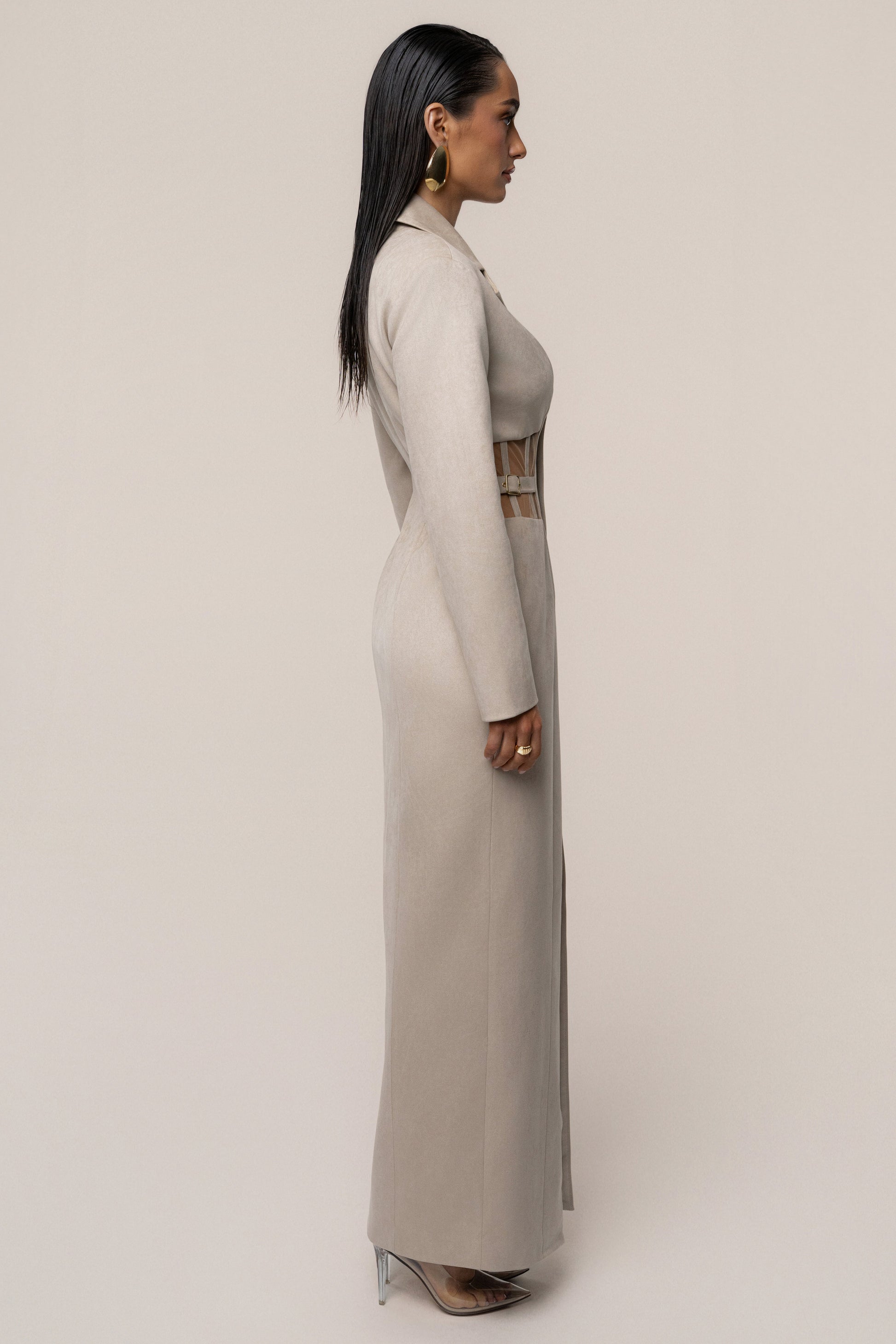 Stone Toffee Haze Suede Dress JLUXLABEL