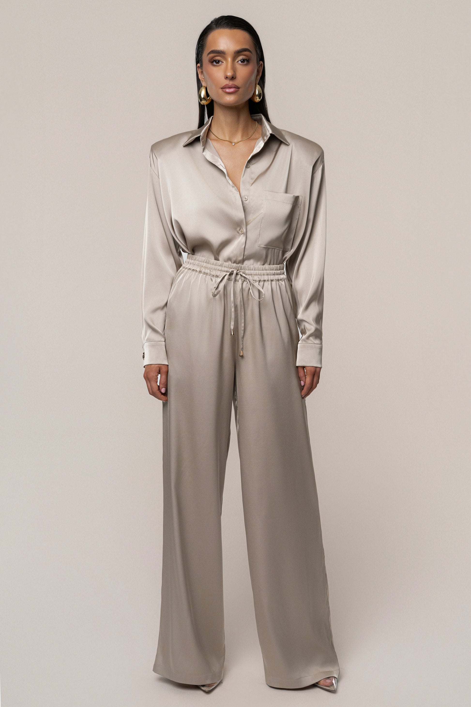 Beige Sunny Day Drawstring Pants JLUXLABEL