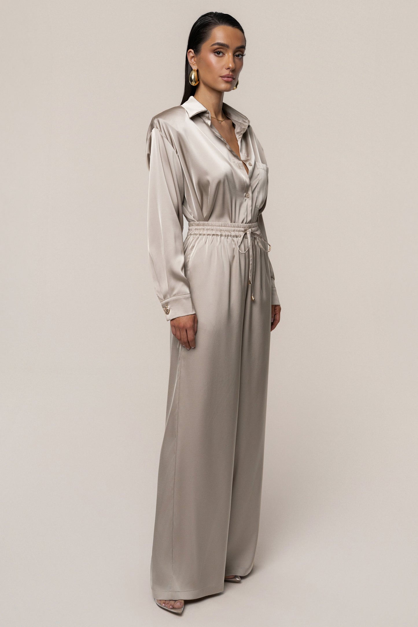 Beige Sunny Day Drawstring Pants JLUXLABEL