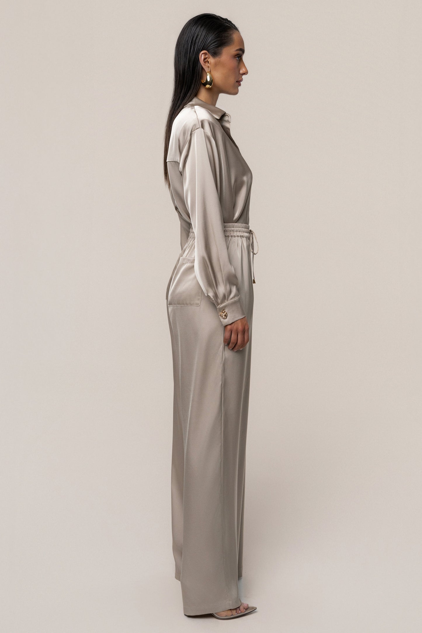 Beige Sunny Day Drawstring Pants JLUXLABEL