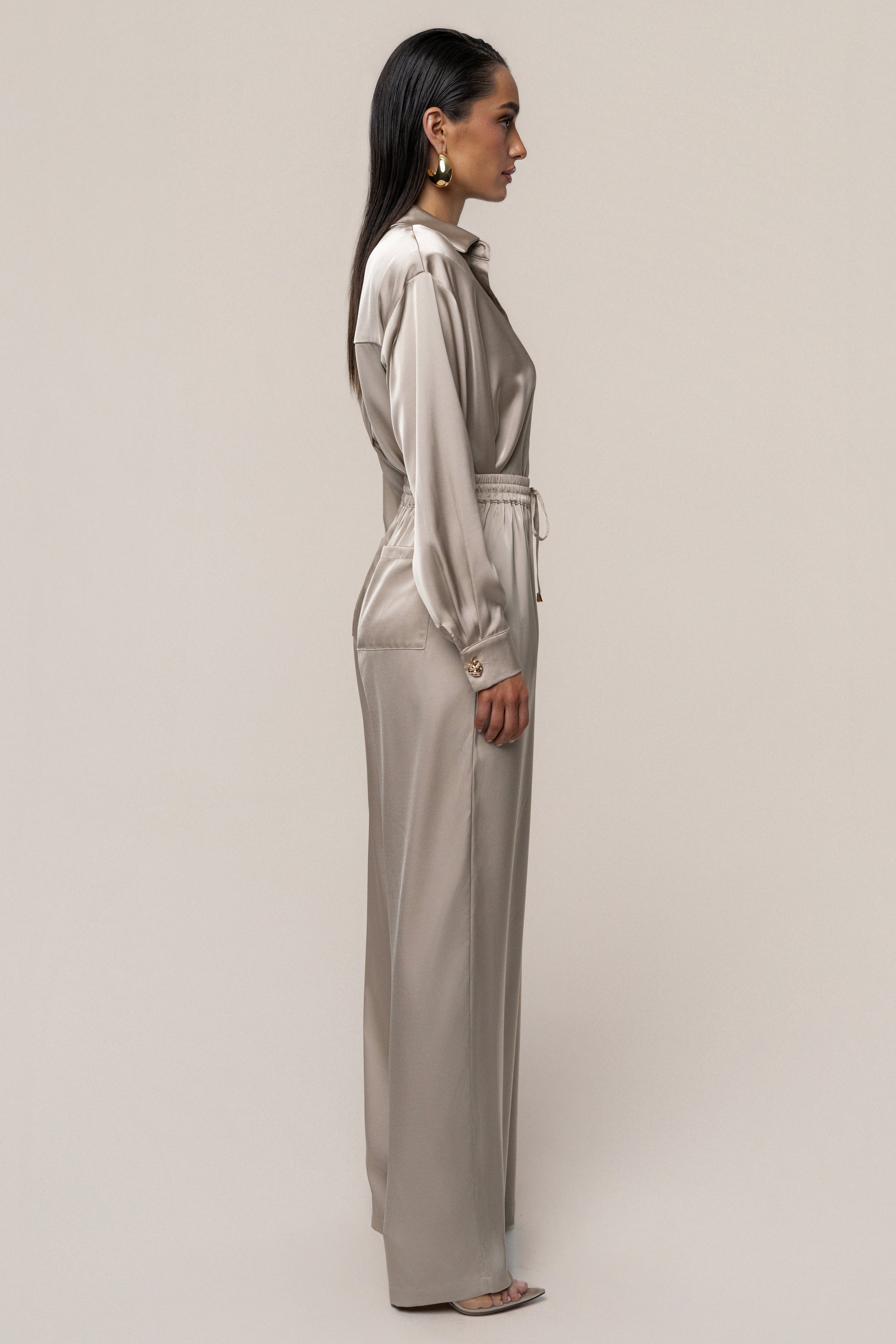 Beige Sunny Day Drawstring Pants JLUXLABEL