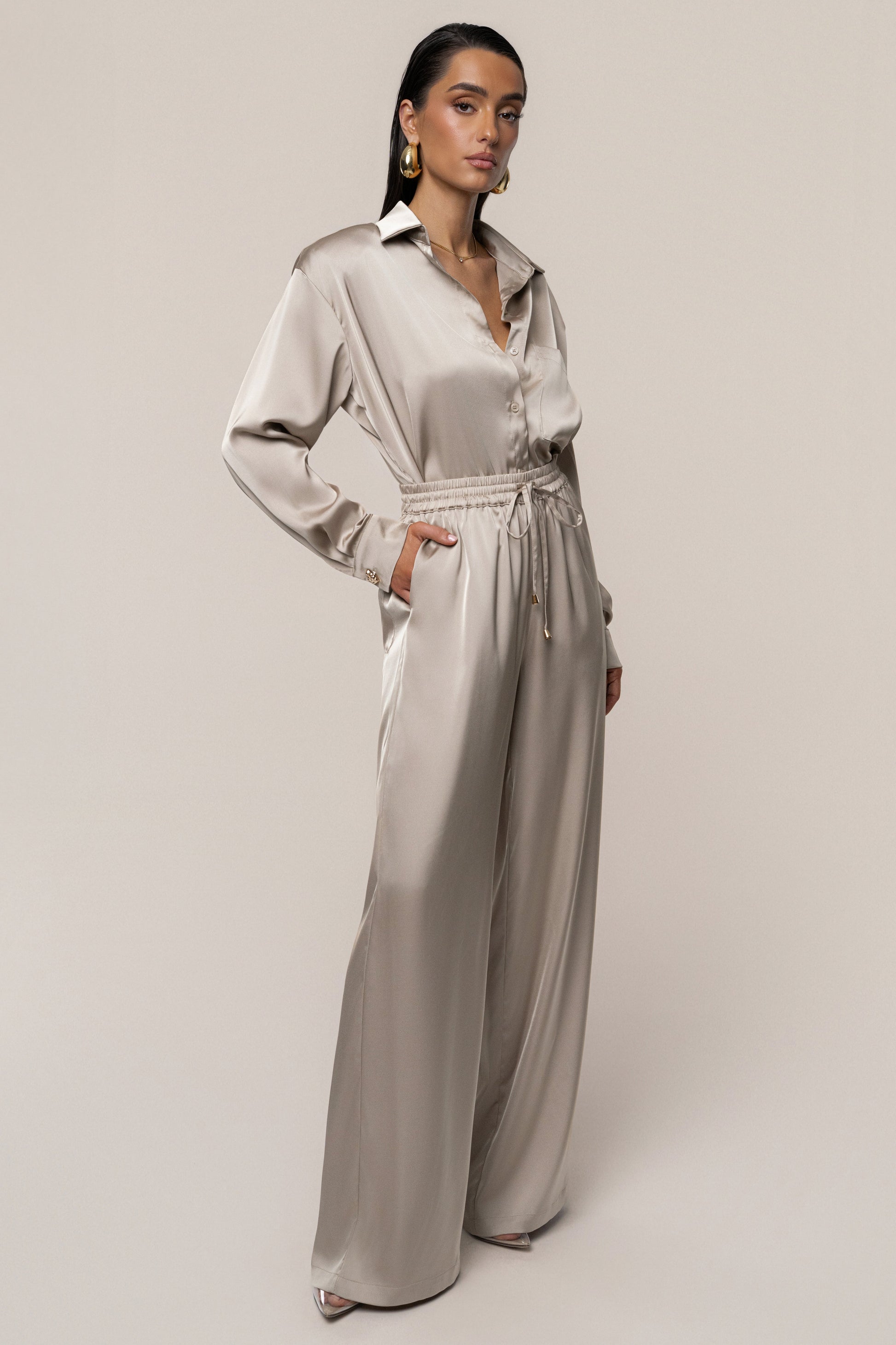Beige Sunny Day Drawstring Pants JLUXLABEL