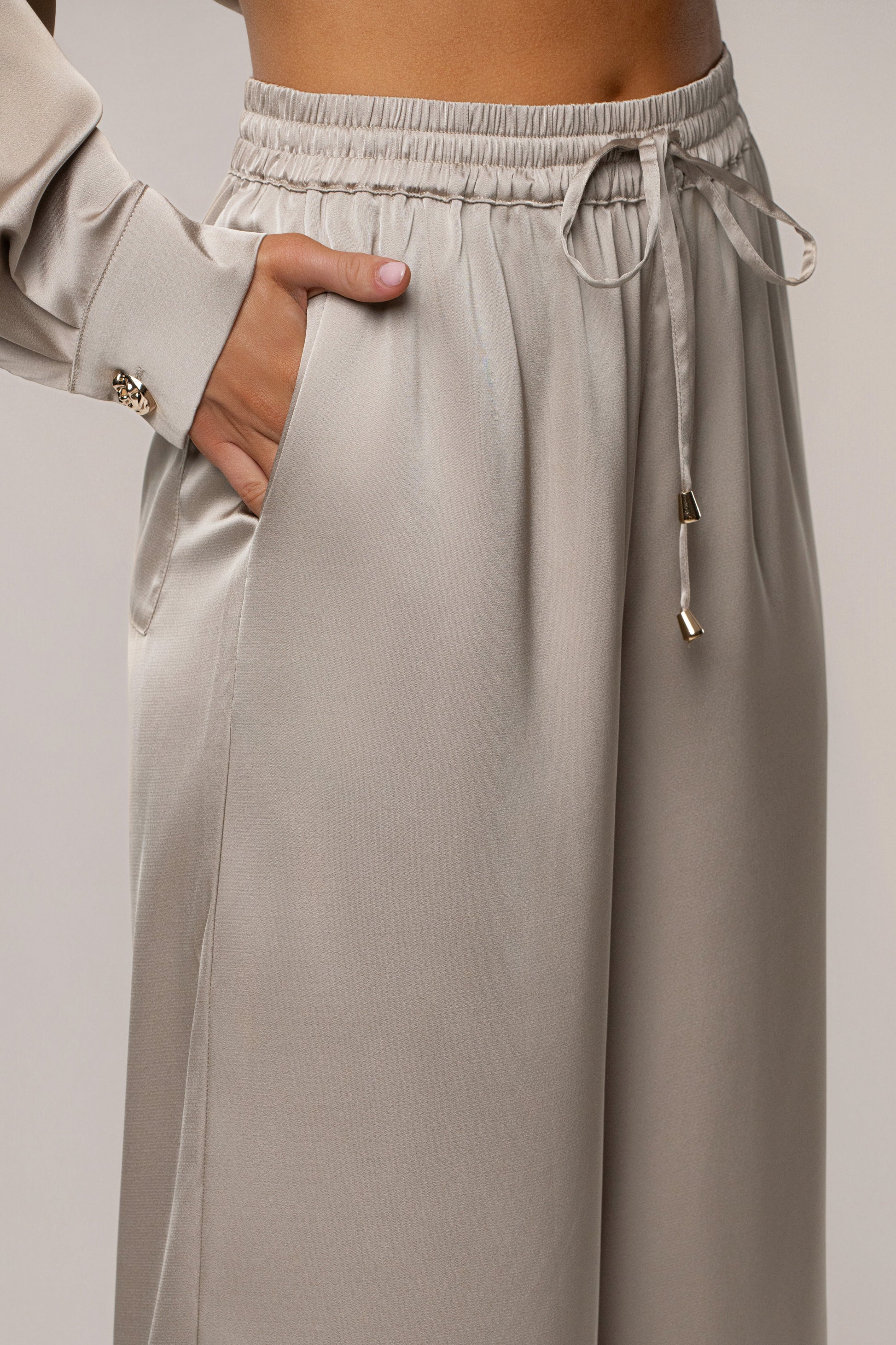 Beige Sunny Day Drawstring Pants JLUXLABEL