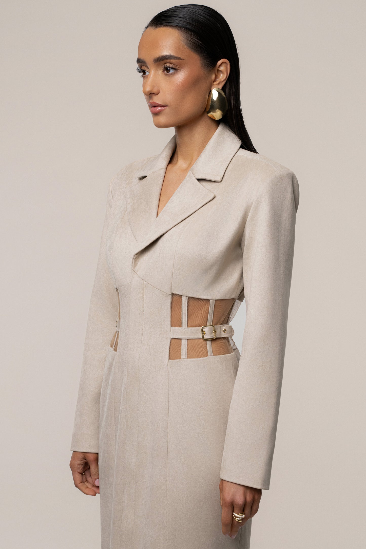 Stone Toffee Haze Suede Dress JLUXLABEL