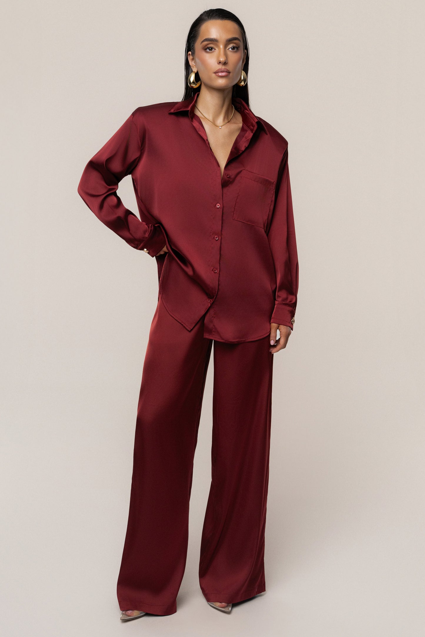 Burgundy Sunny Day Drawstring Pants JLUXLABEL