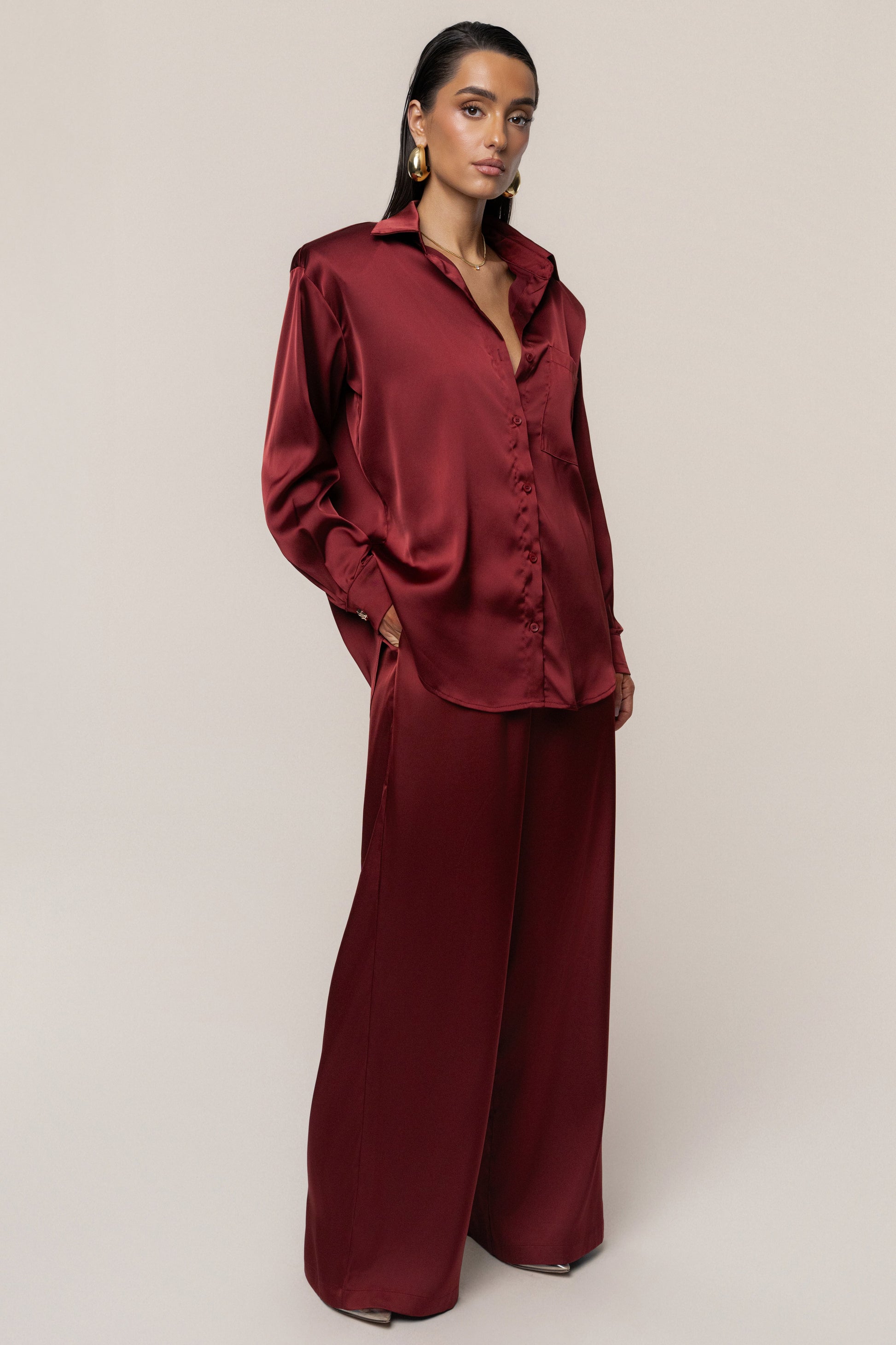Burgundy Sunny Day Drawstring Pants JLUXLABEL