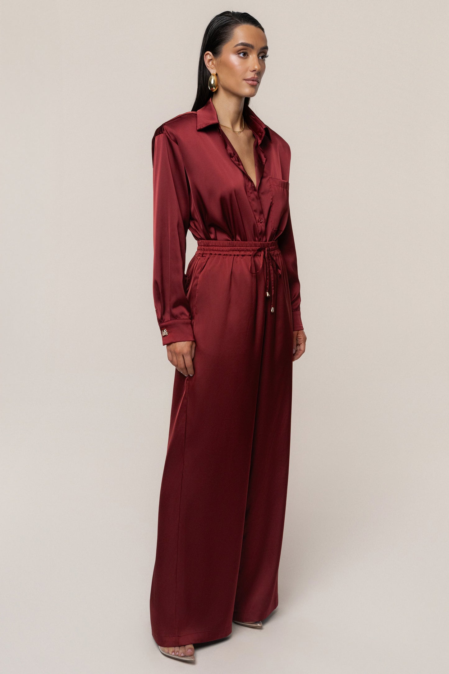 Burgundy Sunny Day Drawstring Pants JLUXLABEL