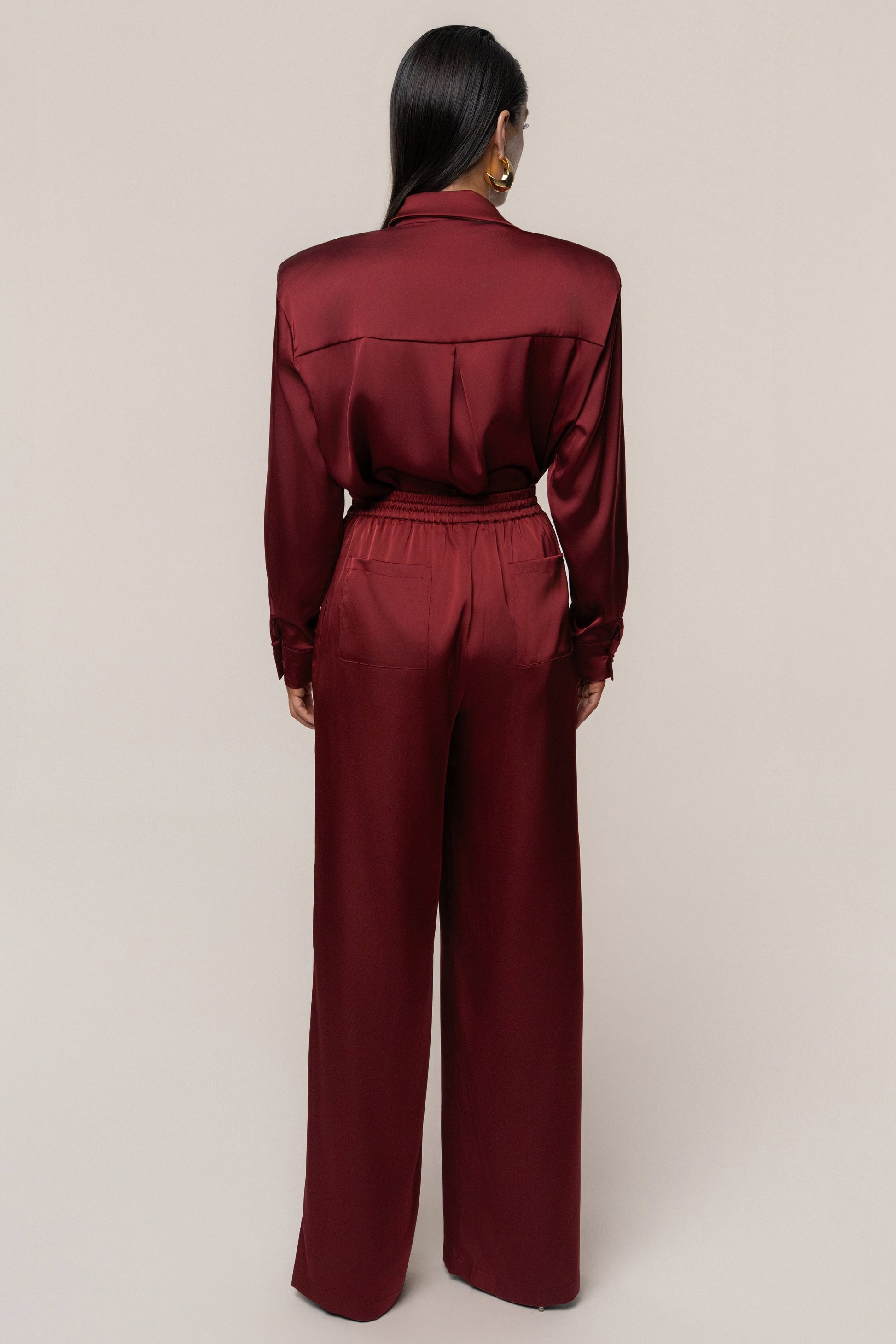 Burgundy Sunny Day Drawstring Pants JLUXLABEL