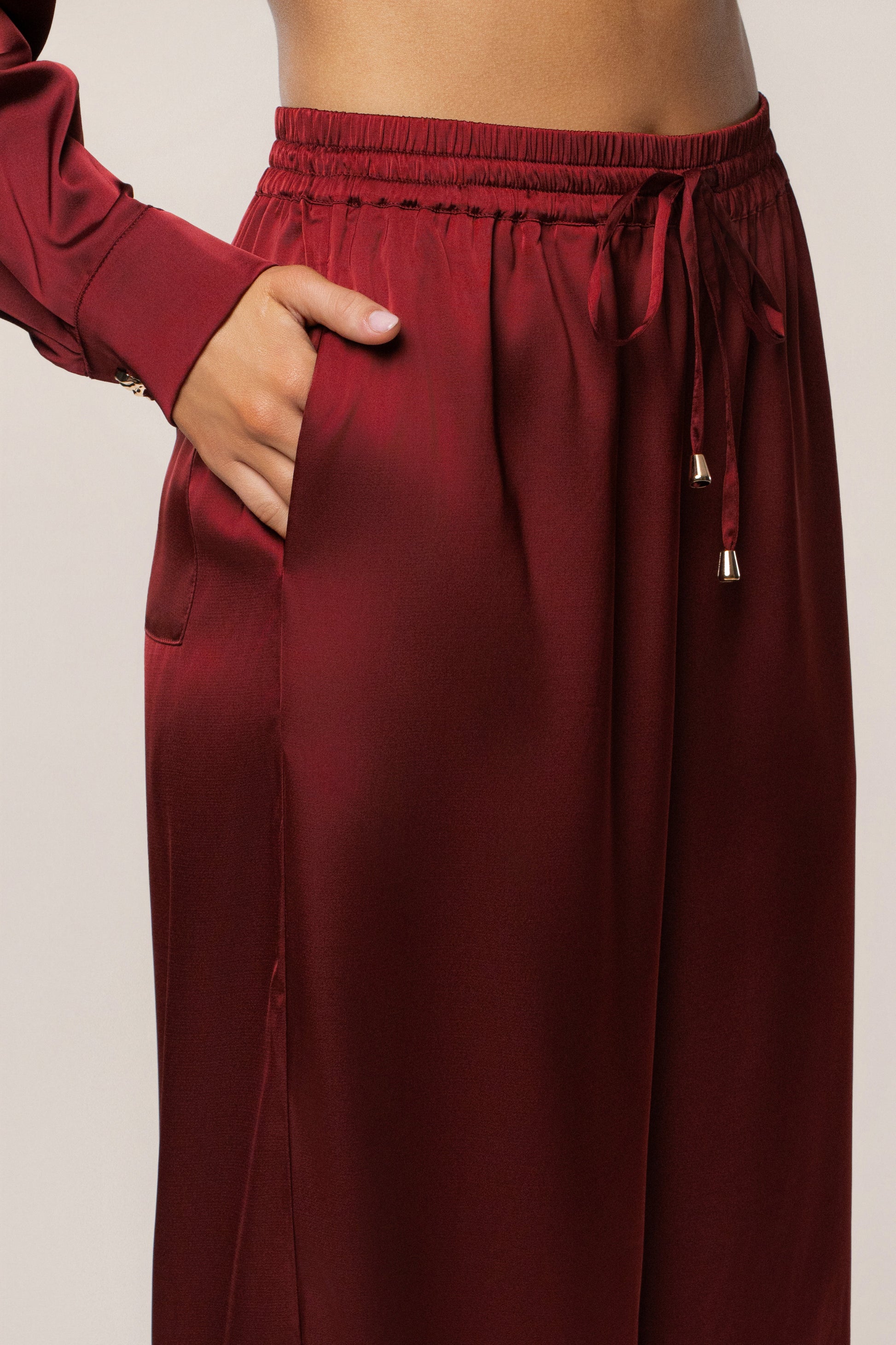 Burgundy Sunny Day Drawstring Pants JLUXLABEL