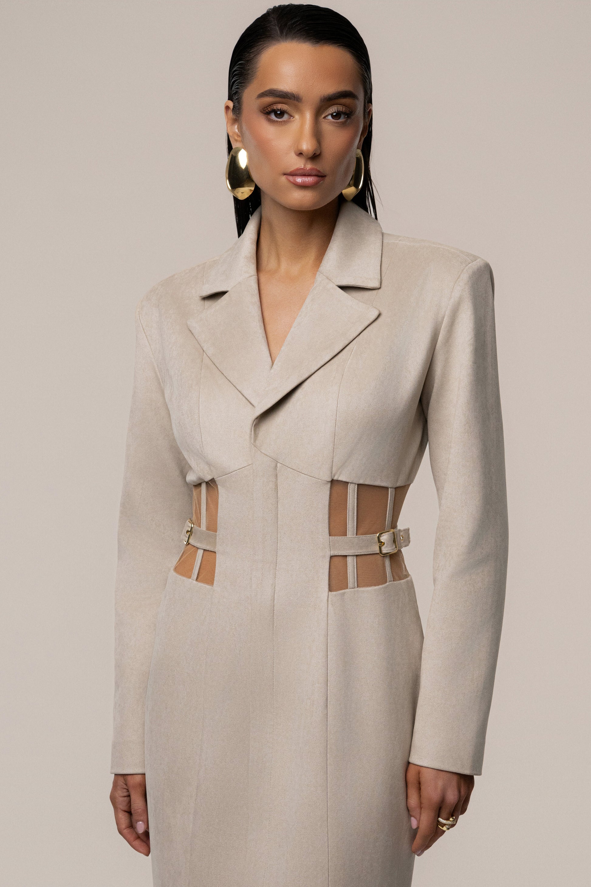 Stone Toffee Haze Suede Dress JLUXLABEL