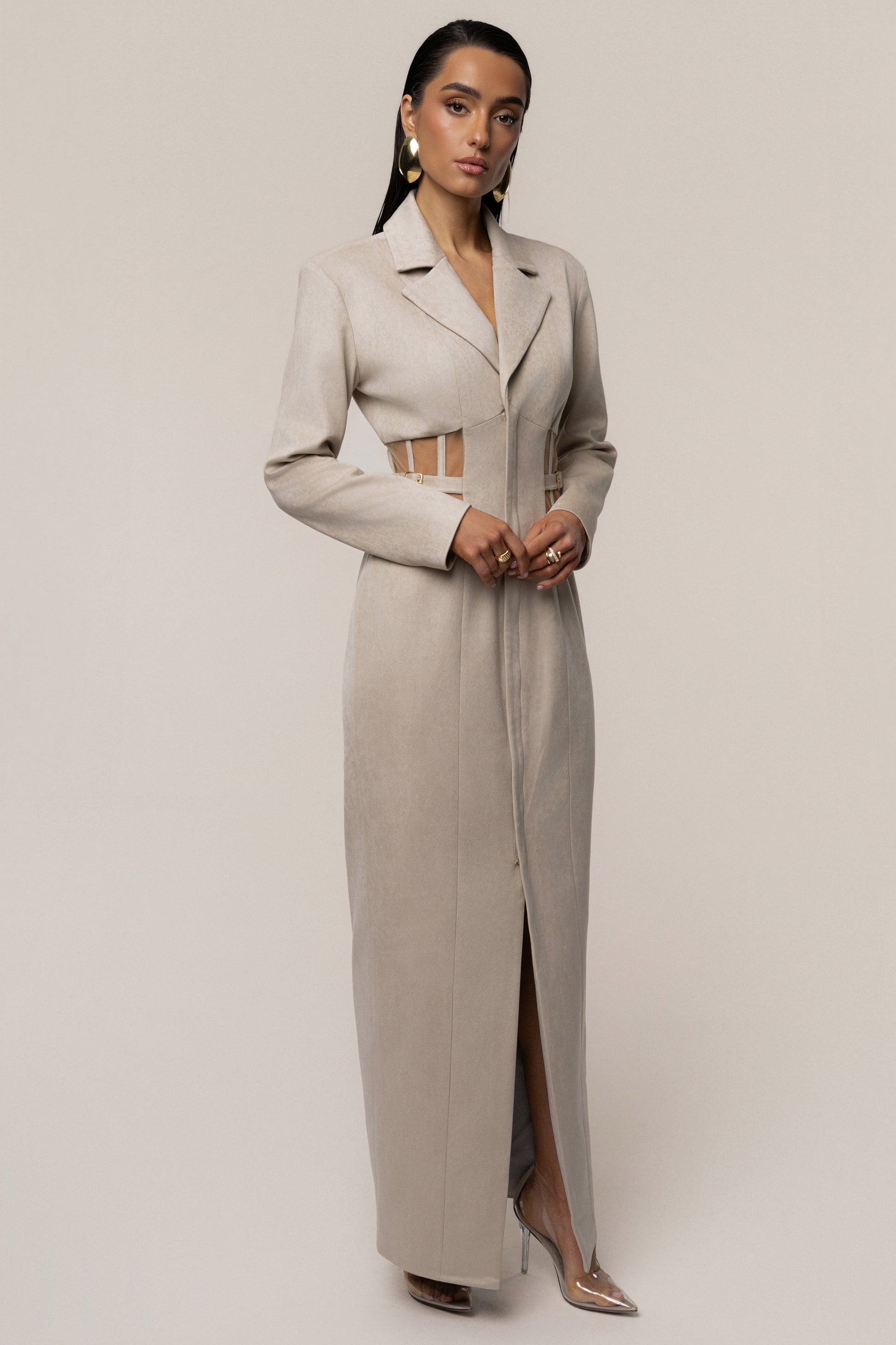 Stone Toffee Haze Suede Dress JLUXLABEL
