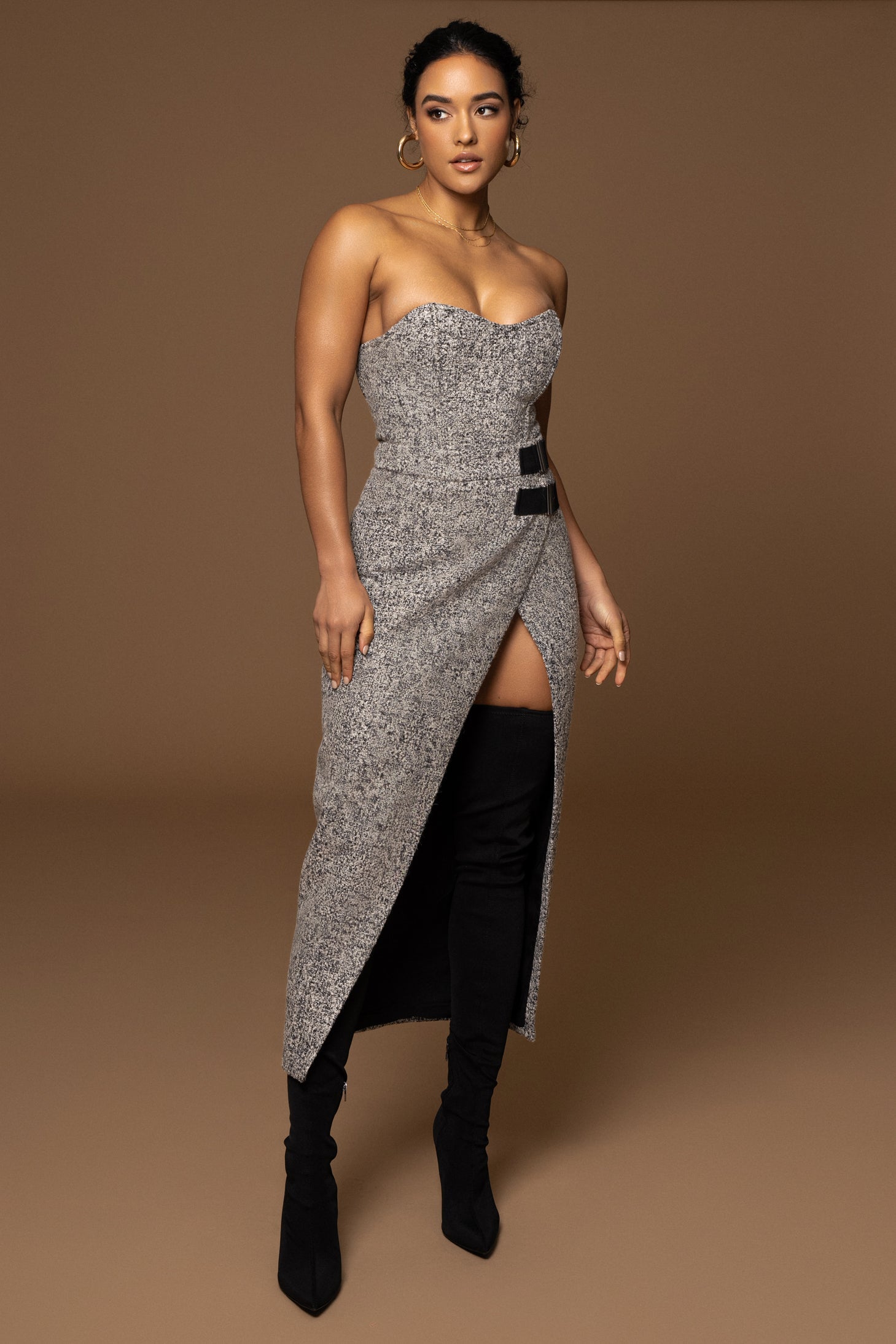 Lt. Grey All You Need Tweed Corset JLUXLABEL