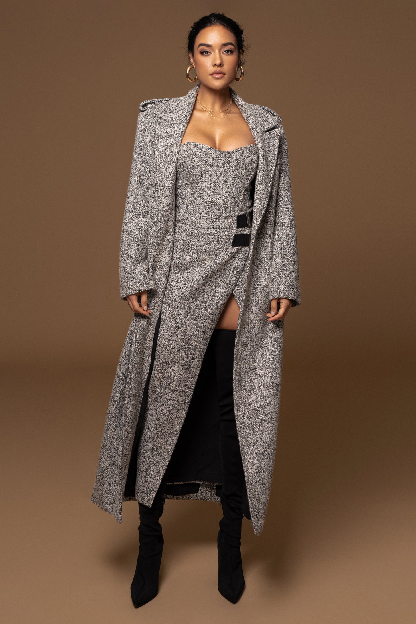 Lt. Grey All You Need Tweed Corset JLUXLABEL