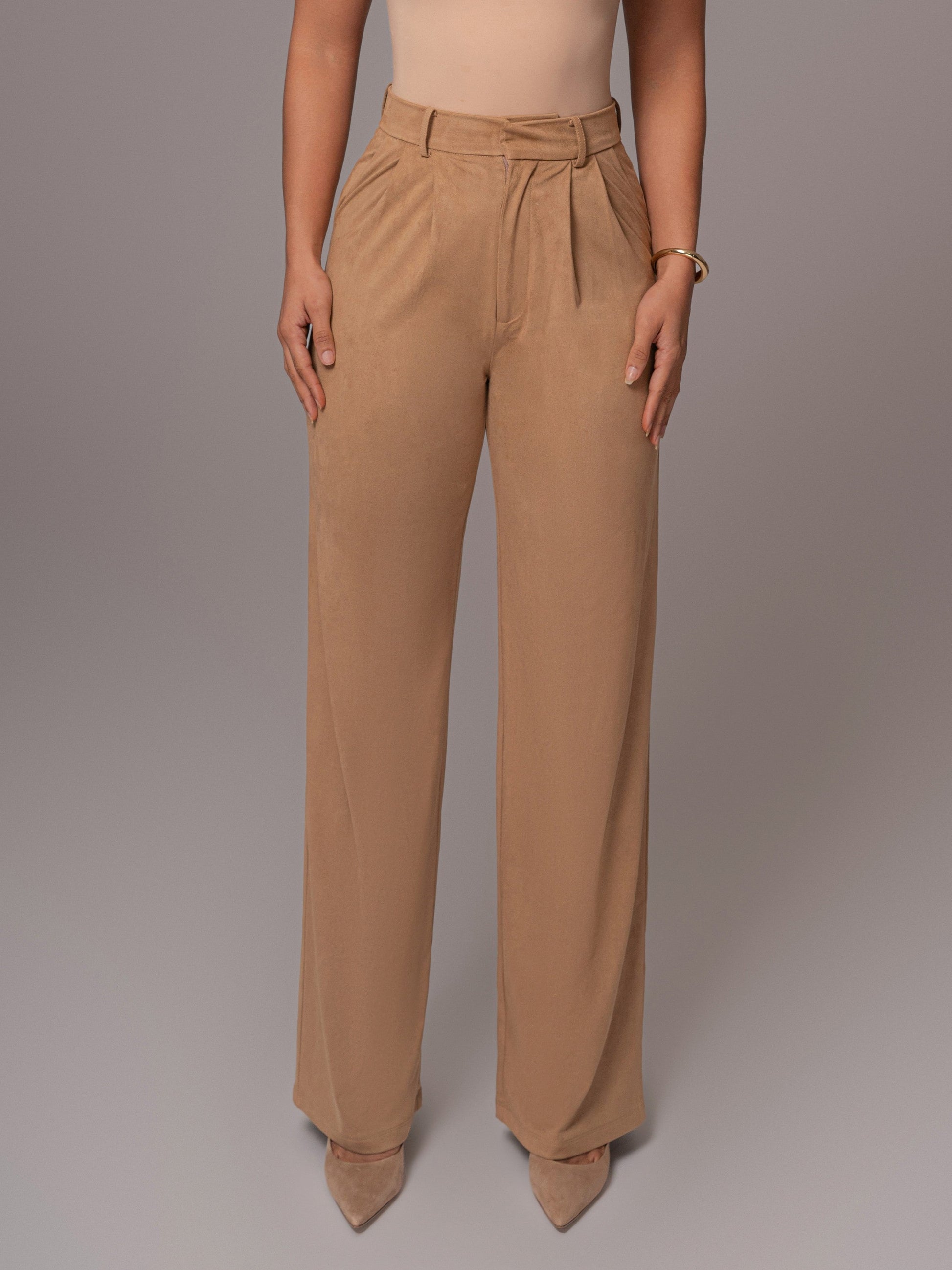 Beige Classic High Rise Trousers JLUXLABEL