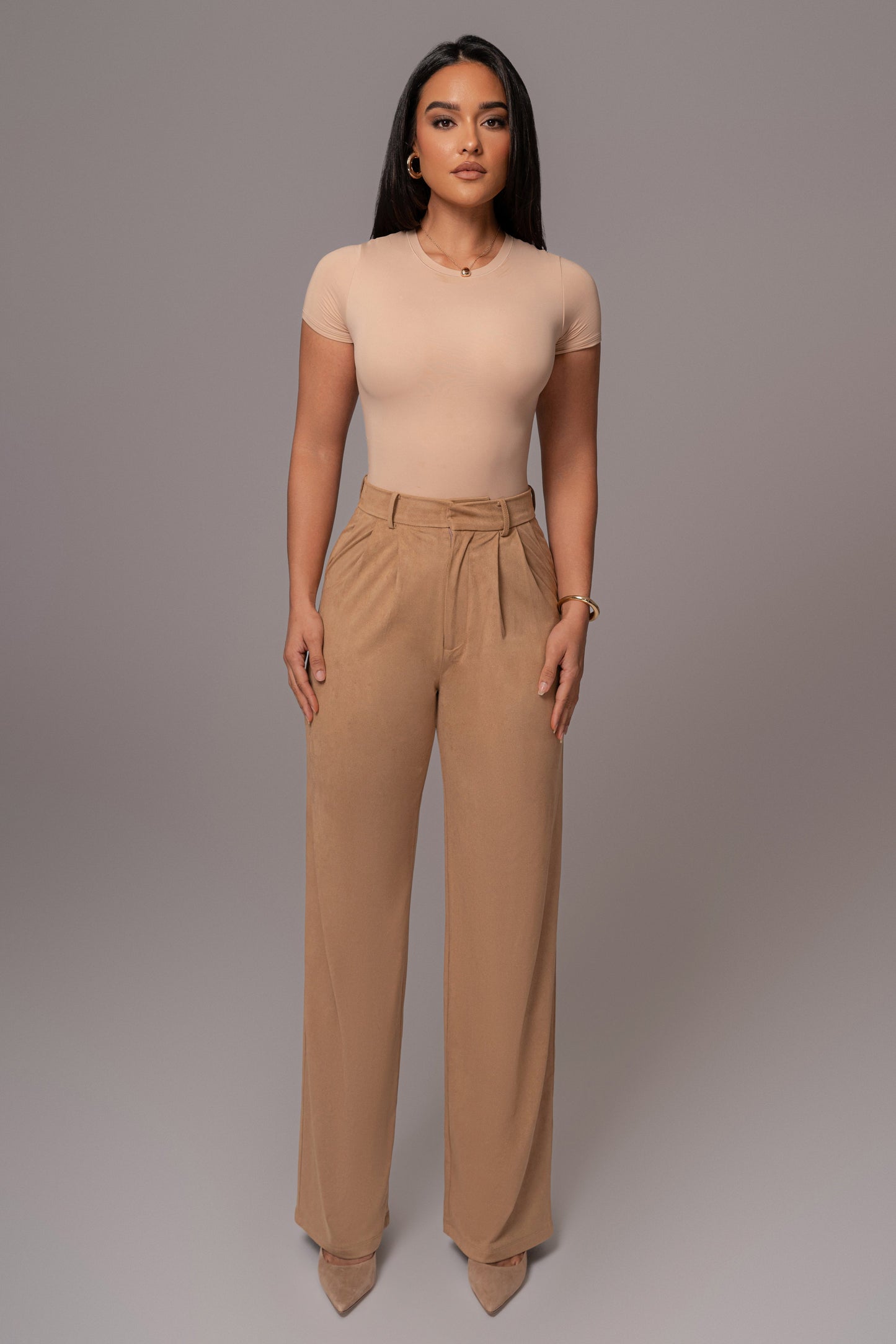 Beige Classic High Rise Trousers JLUXLABEL
