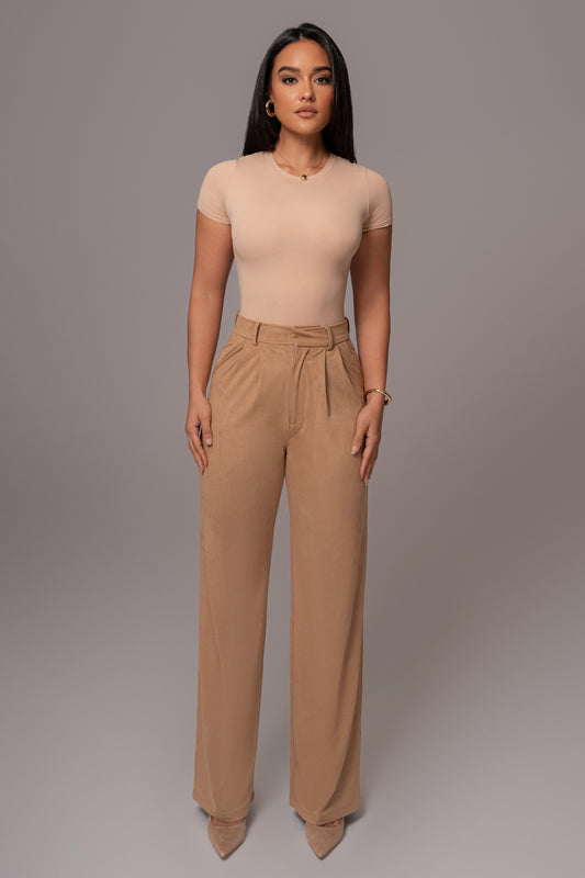 Beige Classic High Rise Trousers JLUXLABEL