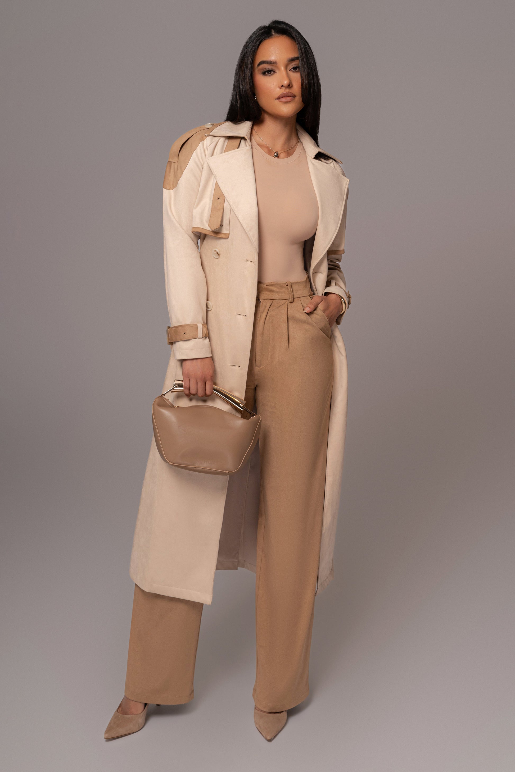 Beige Classic High Rise Trousers JLUXLABEL