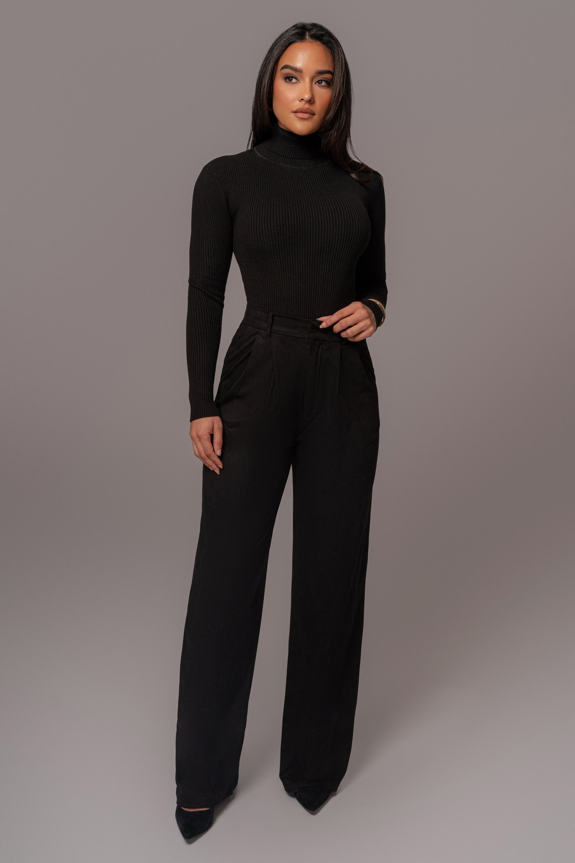 Black Classic High Rise Trousers JLUXLABEL
