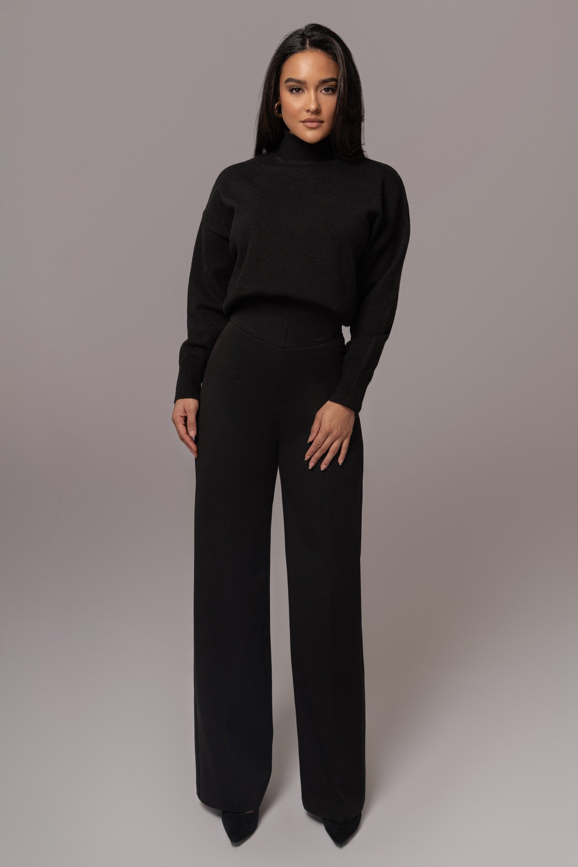 Black Turtleneck Sweater Top JLUXLABEL