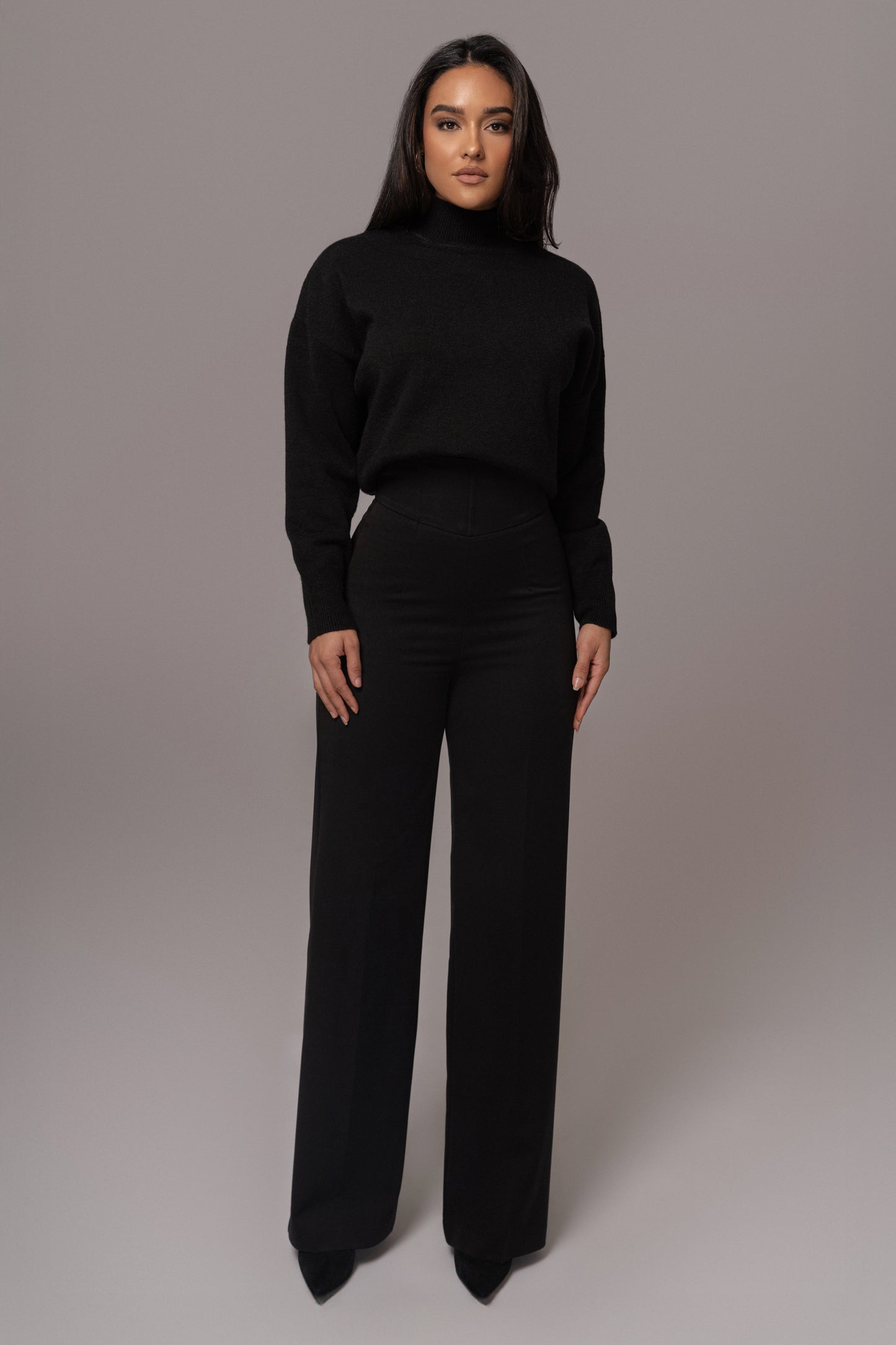 Black Turtleneck Sweater Top JLUXLABEL