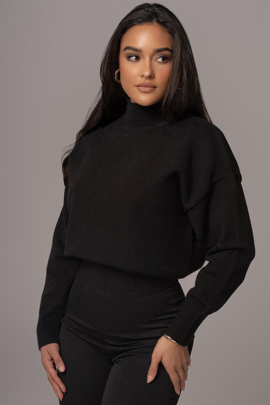 Black Turtleneck Sweater Top JLUXLABEL