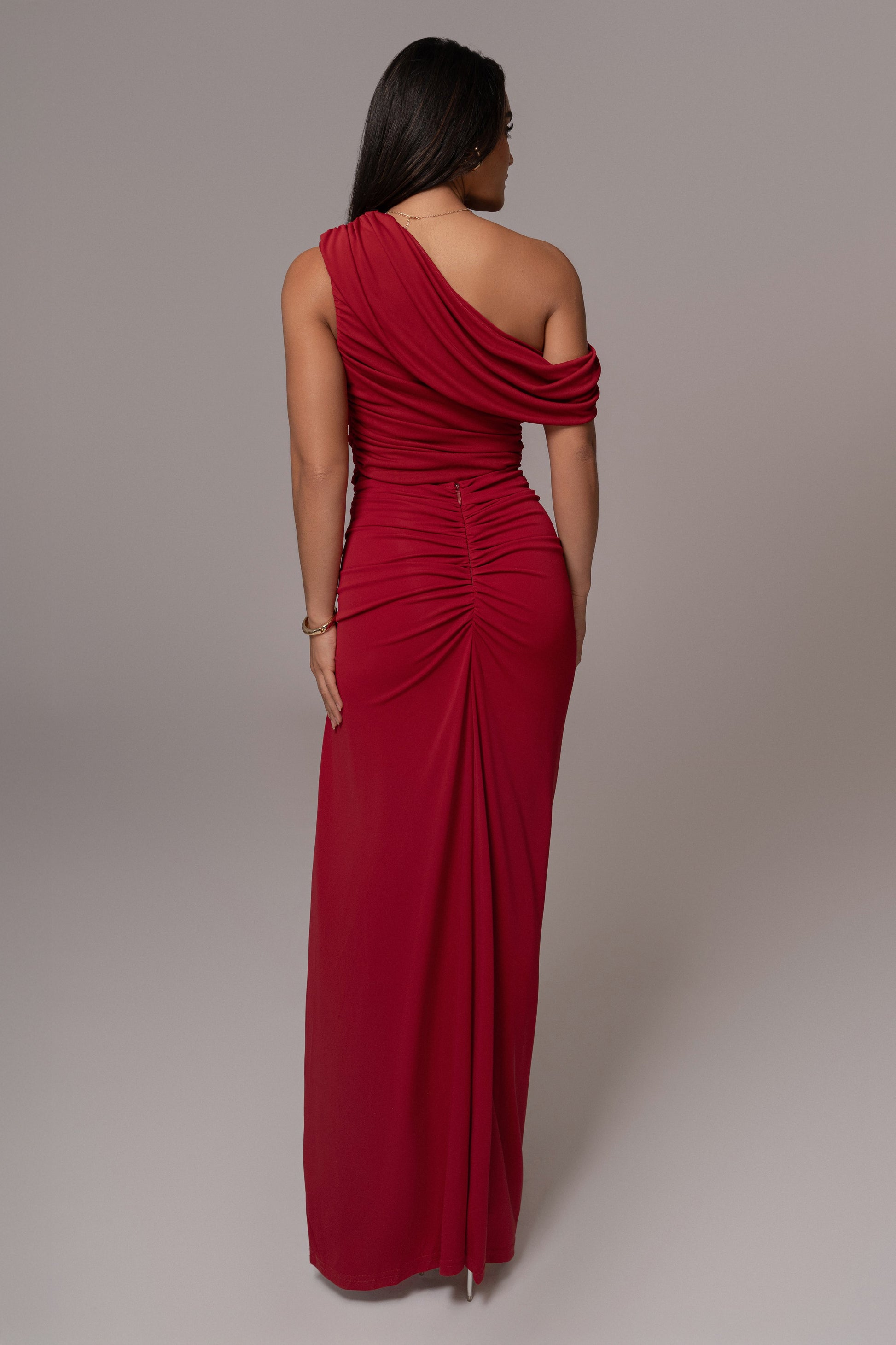 Red Asymmetric Draped Roselyn Top JLUXLABEL