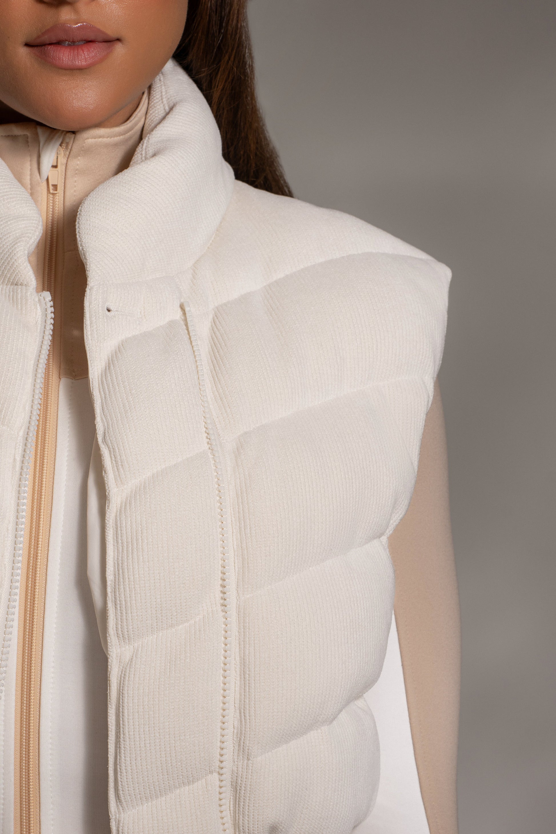 Buttercream Delma Ribbed Puffer Vest JLUXLABEL