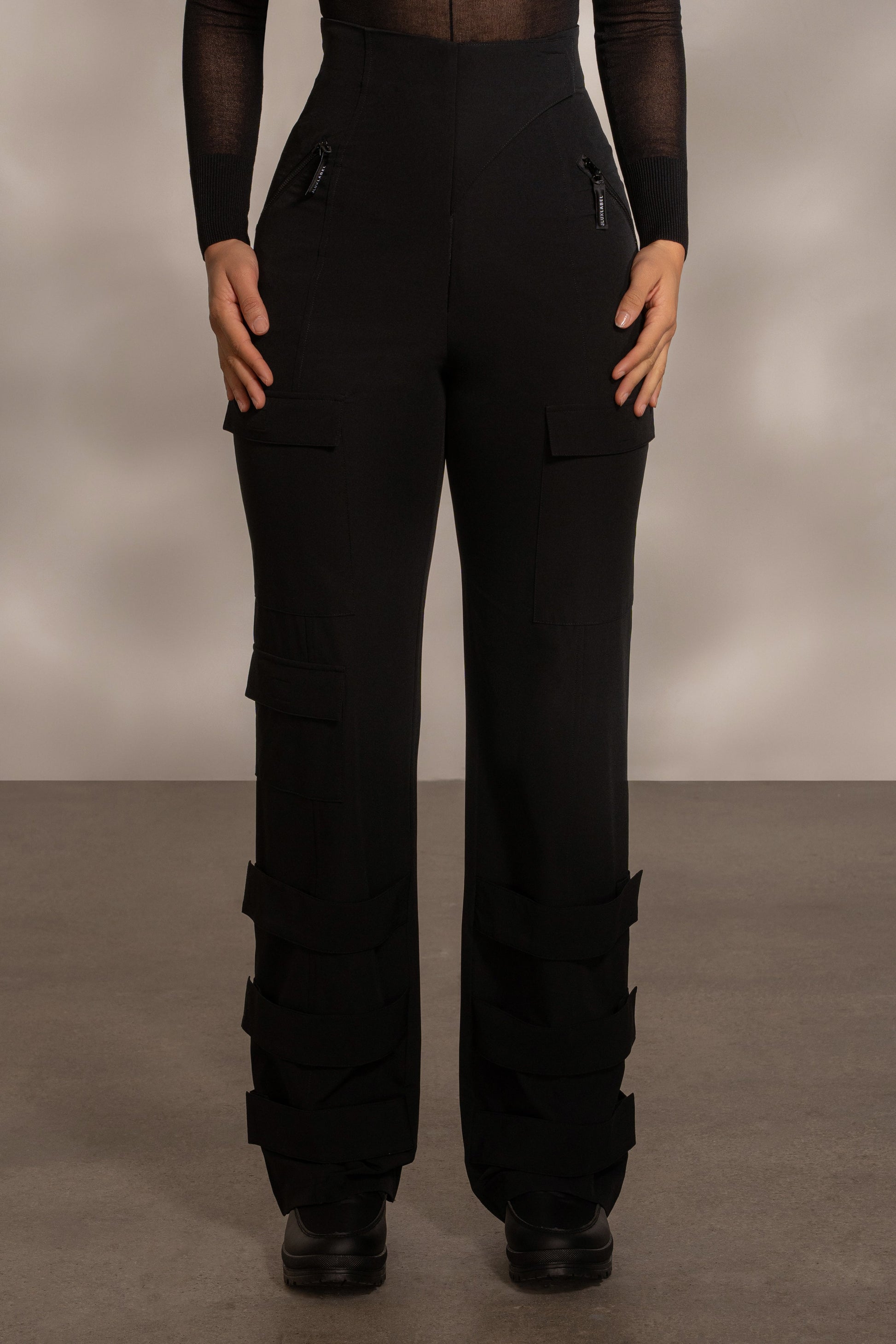 Black Nyah Nylon Utility Pants JLUXLABEL