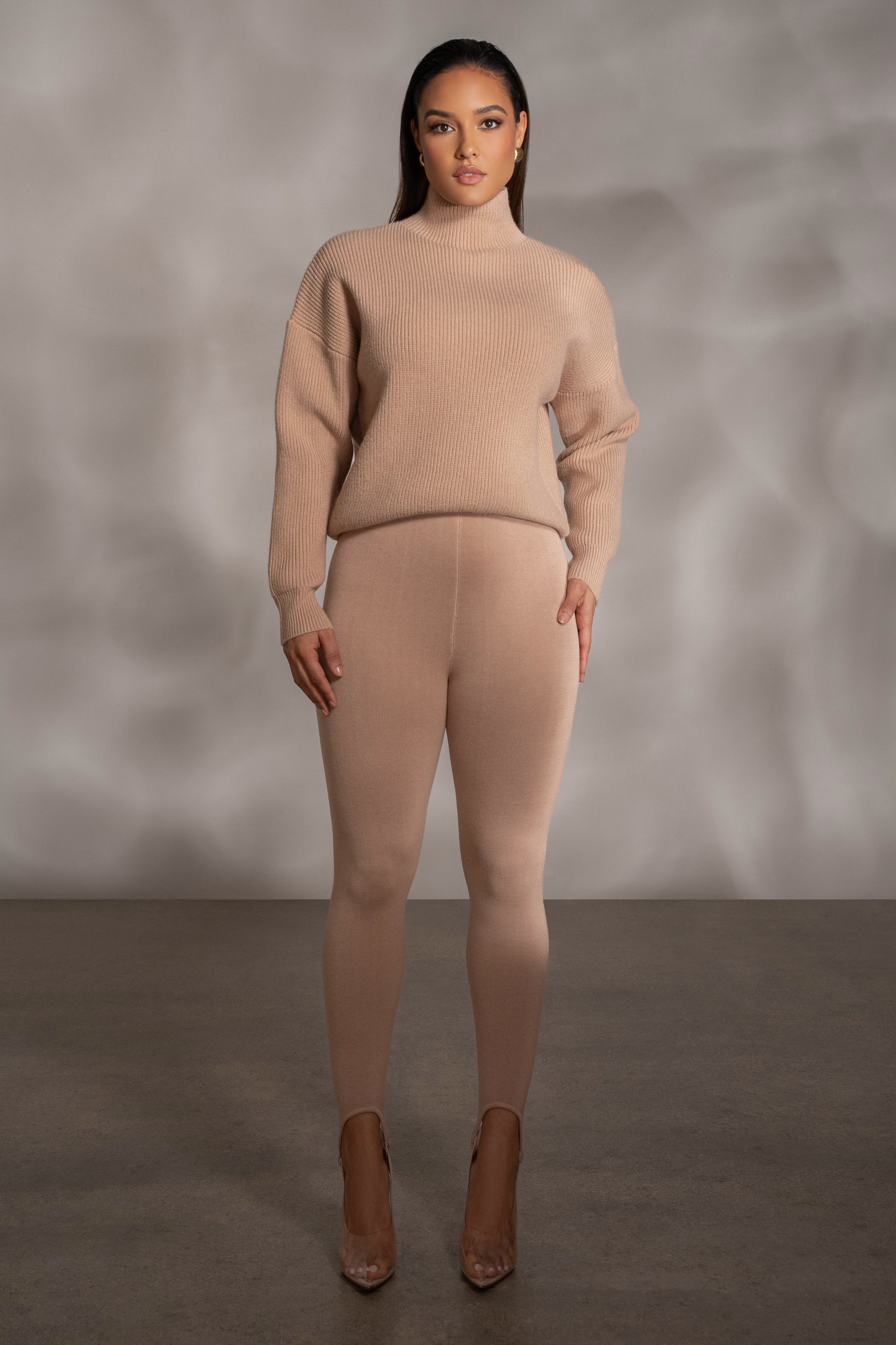 Beige Jenni Turtleneck Sweater Top JLUXLABEL