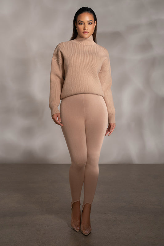 Beige Jenni Turtleneck Sweater Top JLUXLABEL