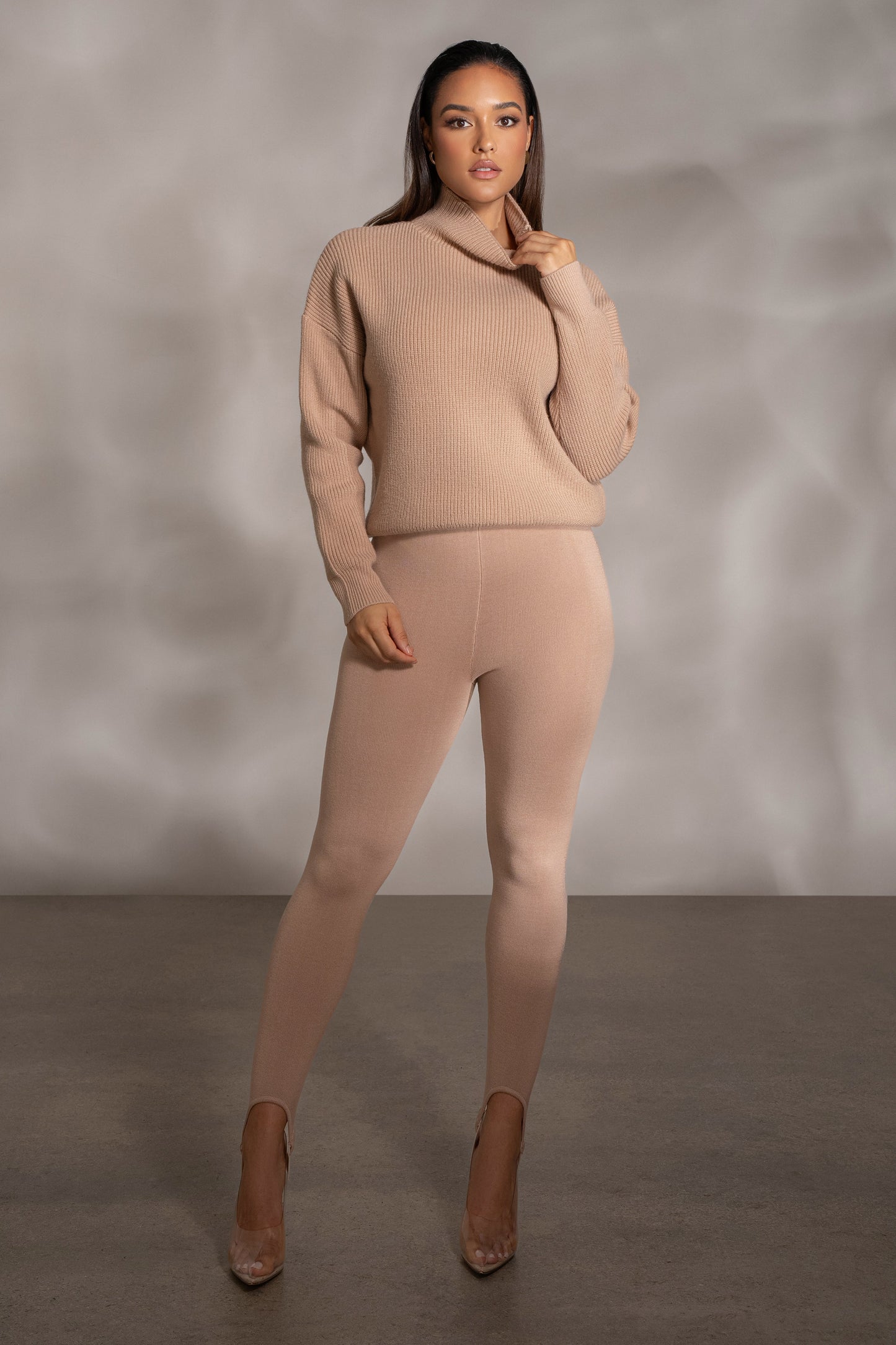 Beige Jenni Turtleneck Sweater Top JLUXLABEL