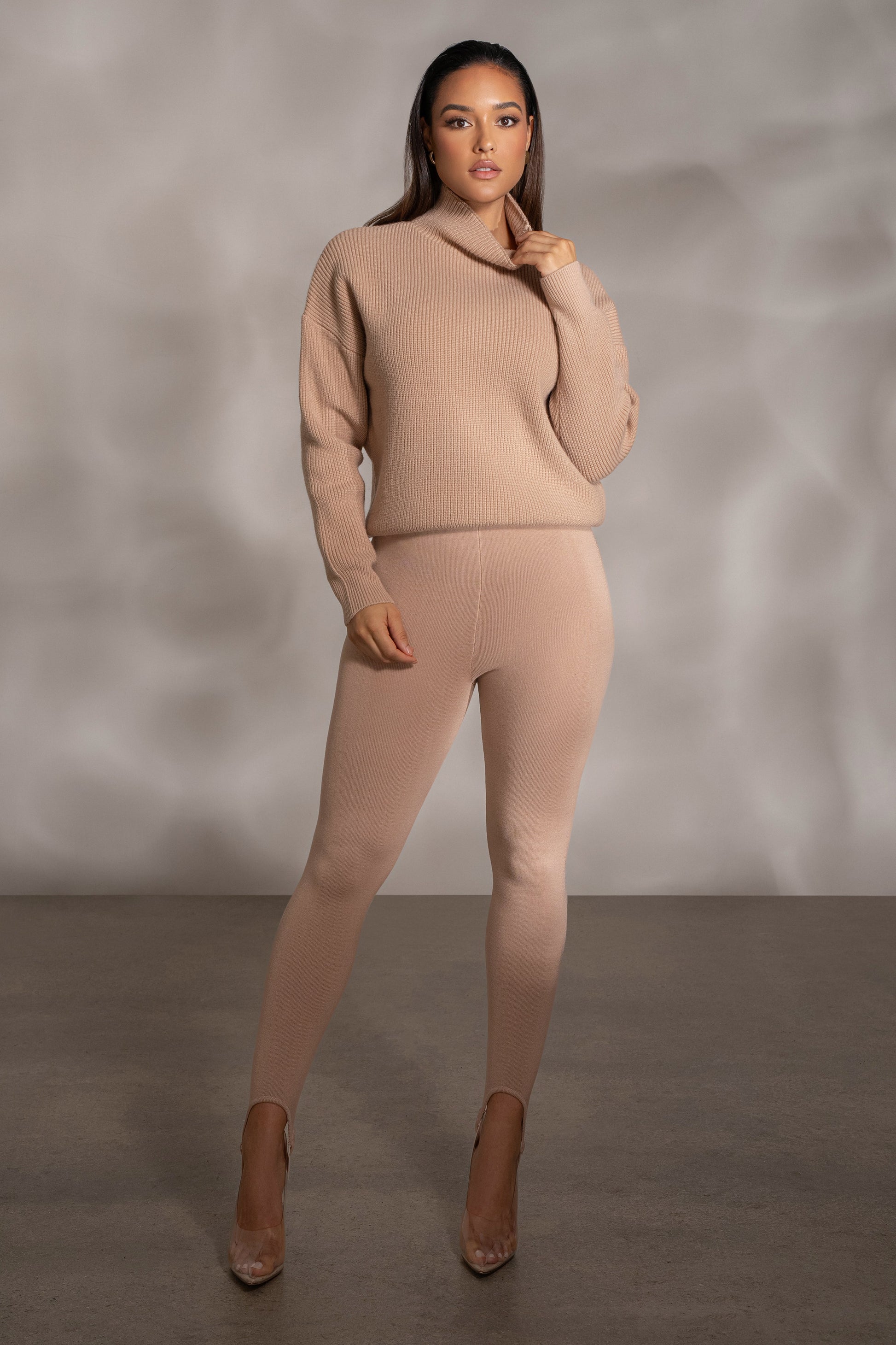 Beige Jenni Turtleneck Sweater Top JLUXLABEL