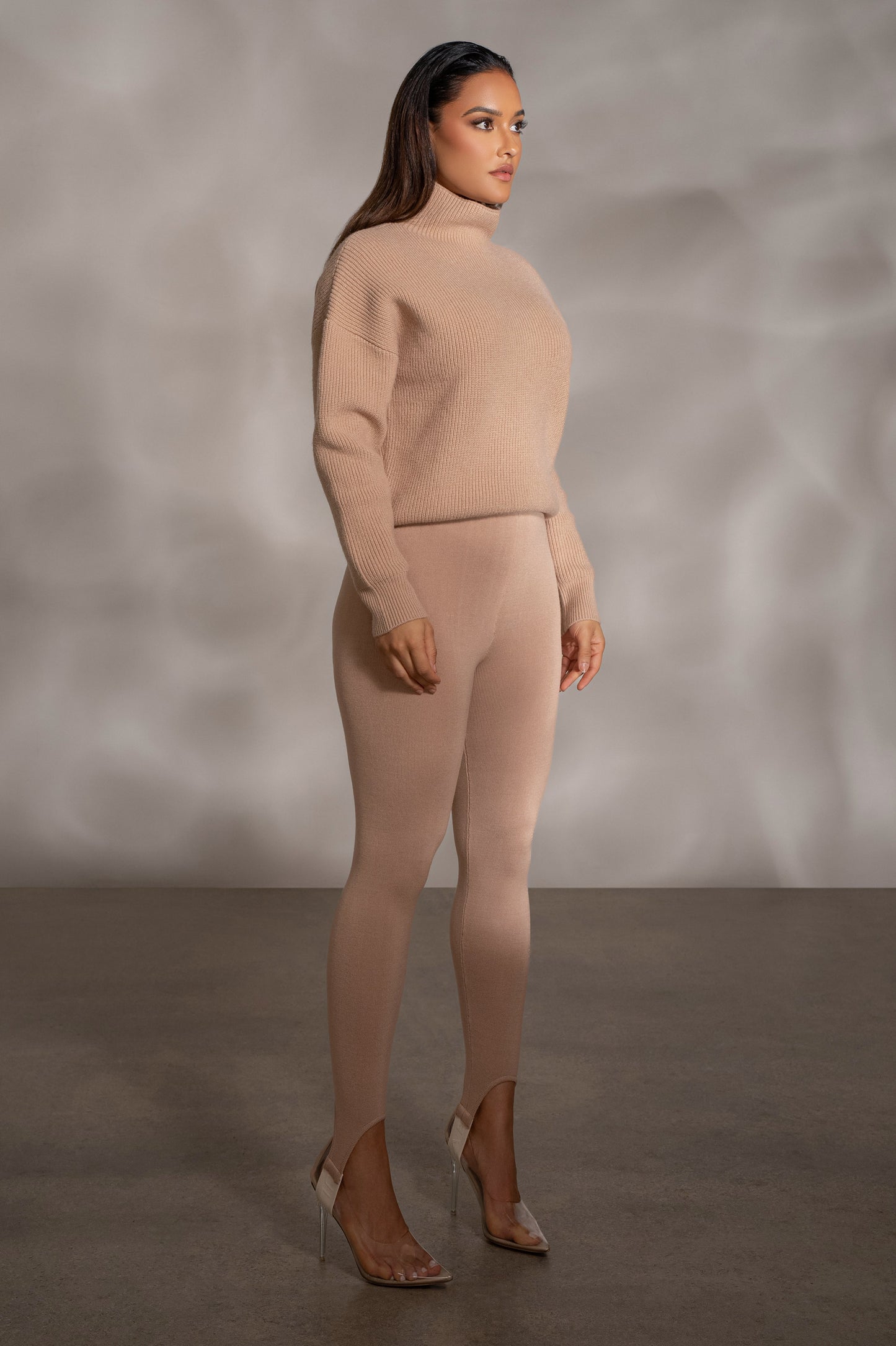 Beige Jenni Turtleneck Sweater Top JLUXLABEL