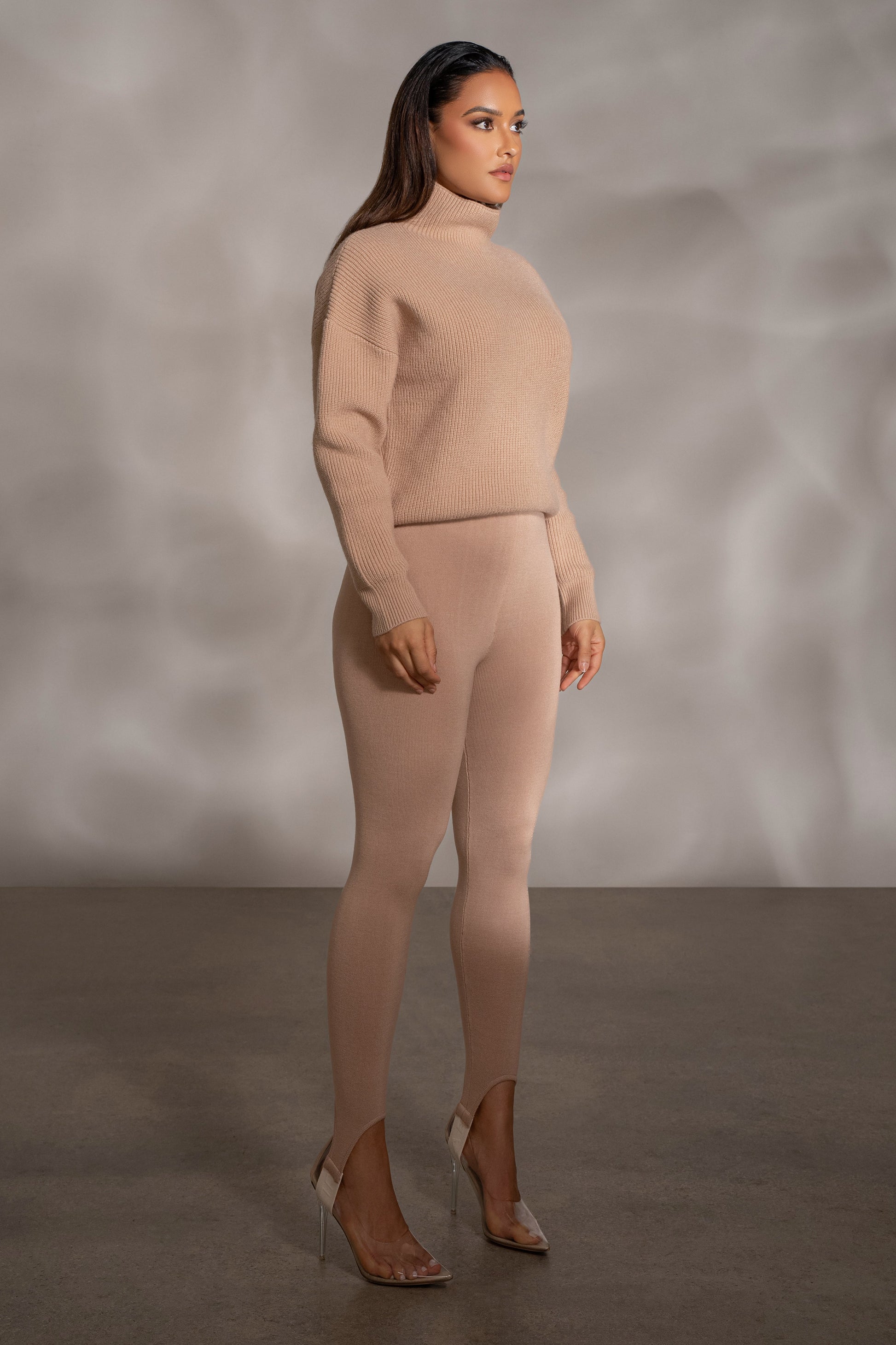 Beige Jenni Turtleneck Sweater Top JLUXLABEL