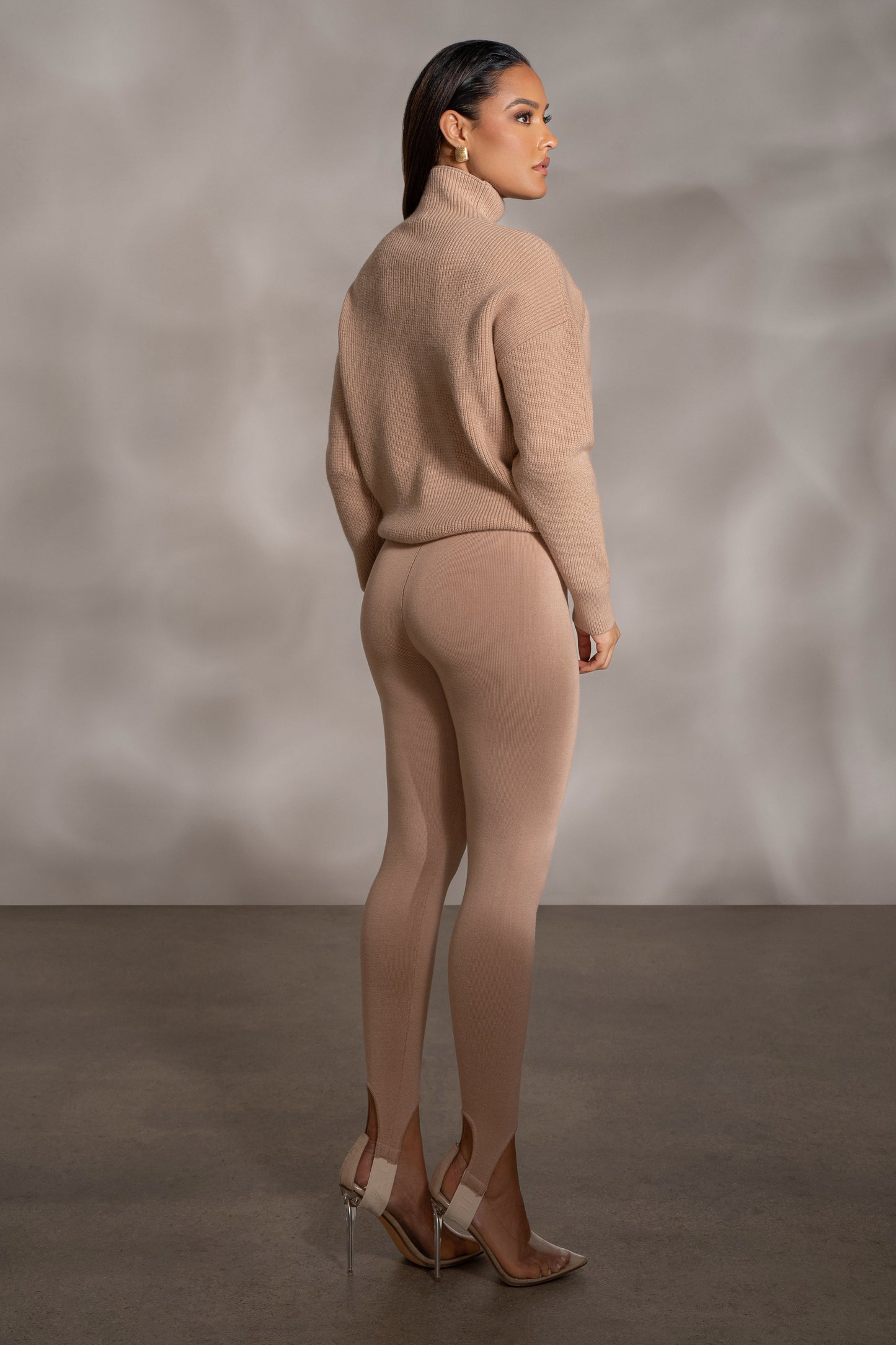 Beige Jenni Turtleneck Sweater Top JLUXLABEL
