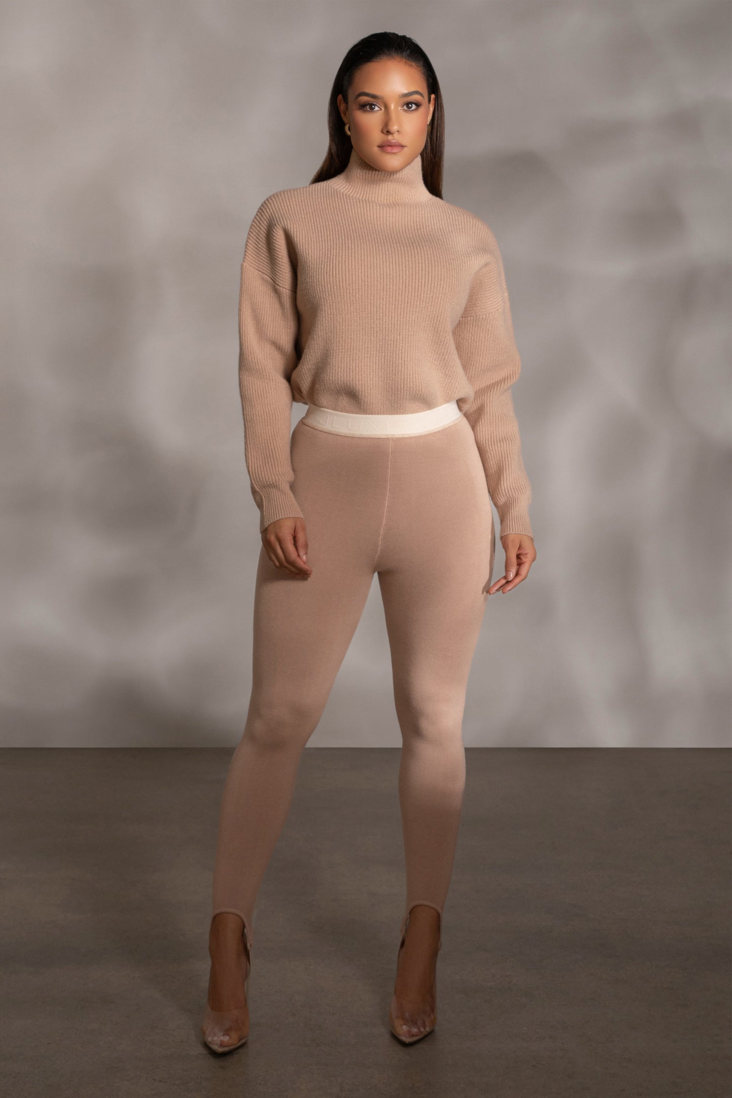 Beige Jenni Turtleneck Sweater Top JLUXLABEL
