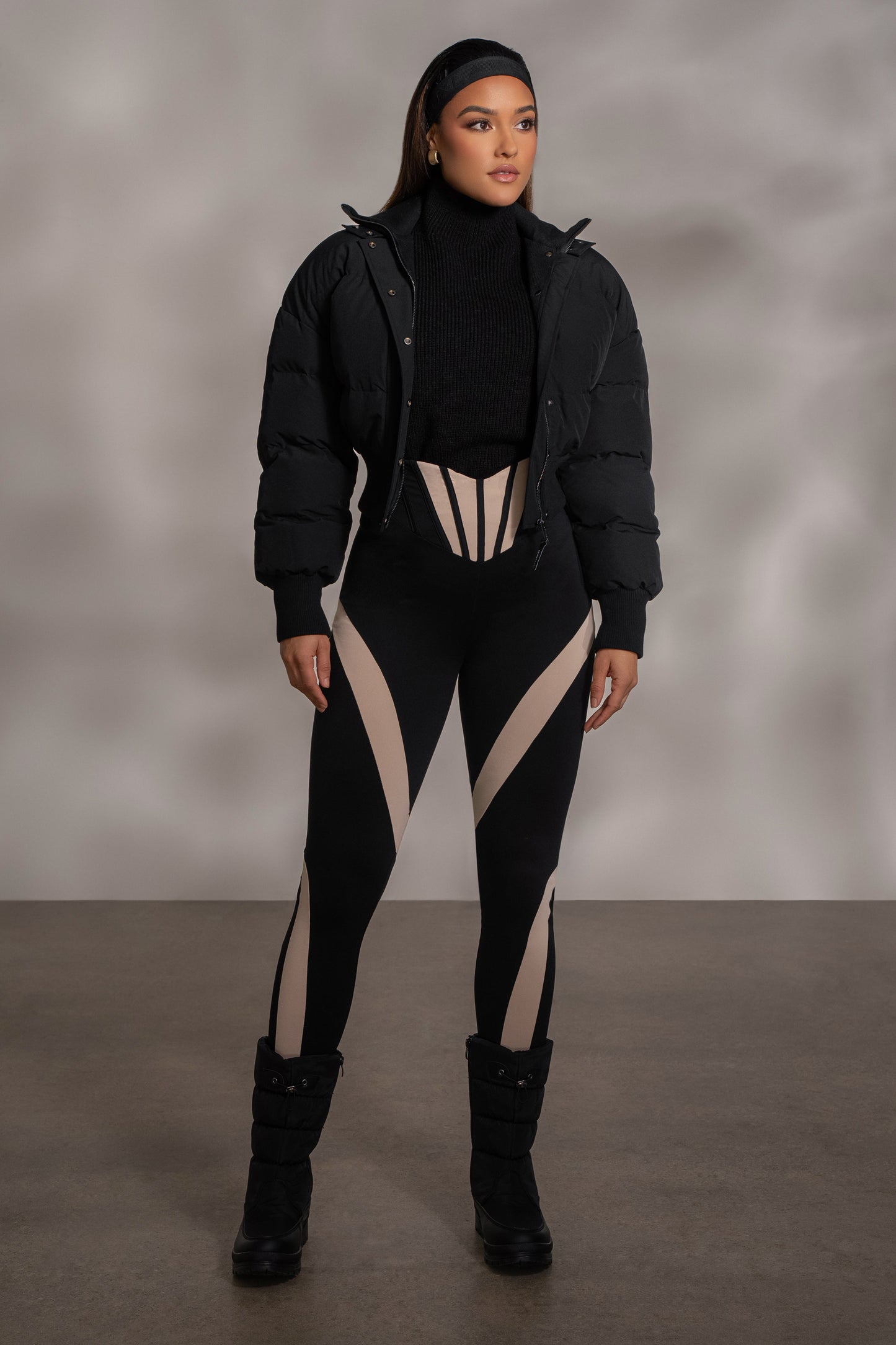 Black Stassie Ribbed Jacket JLUXLABEL