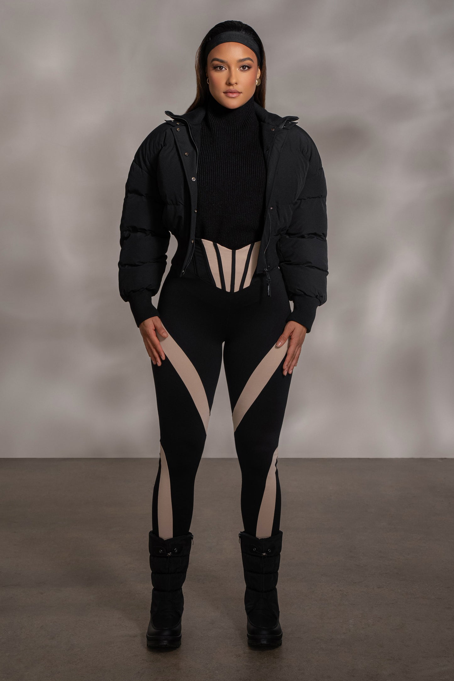 Black Stassie Ribbed Jacket JLUXLABEL