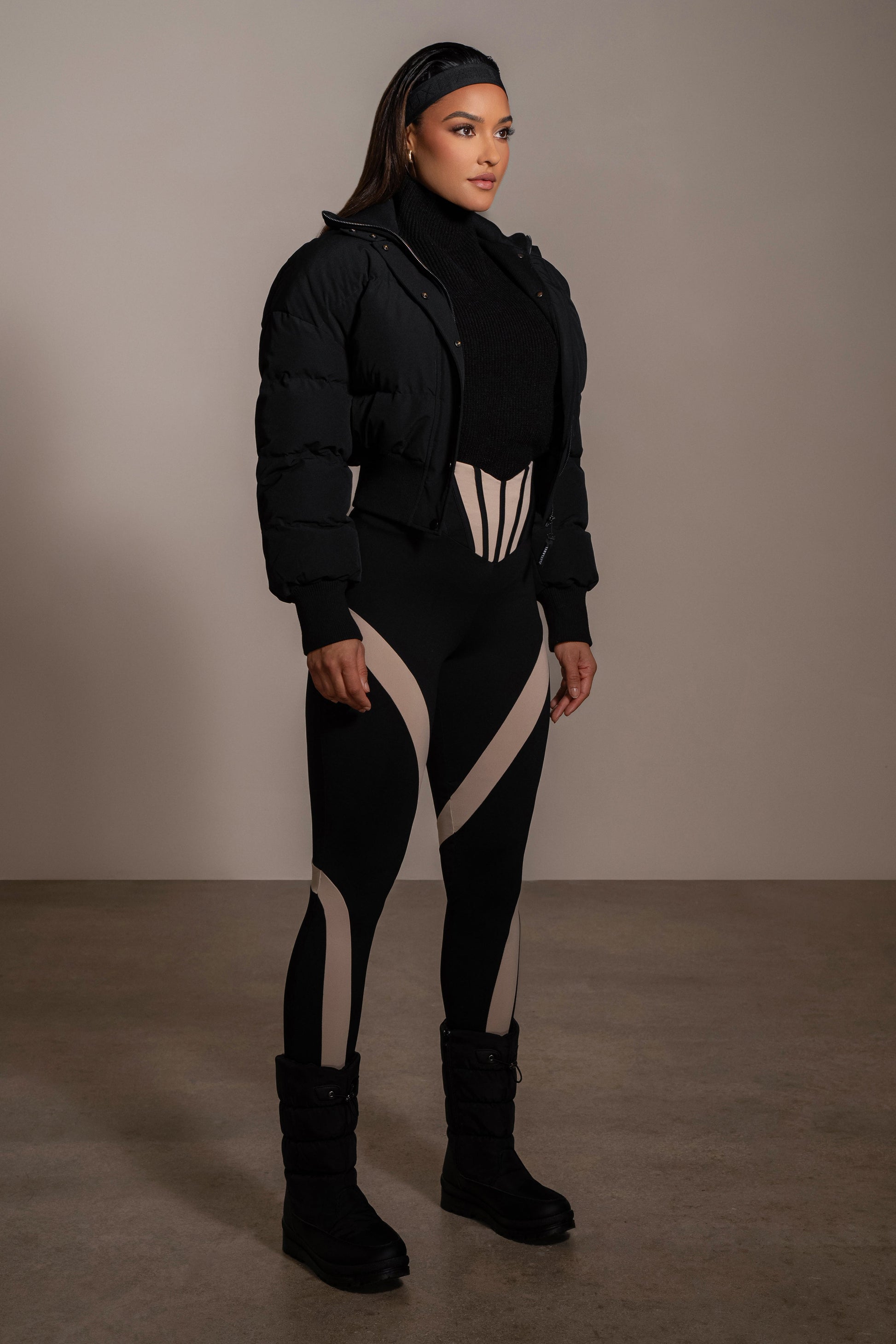 Black Stassie Ribbed Jacket JLUXLABEL