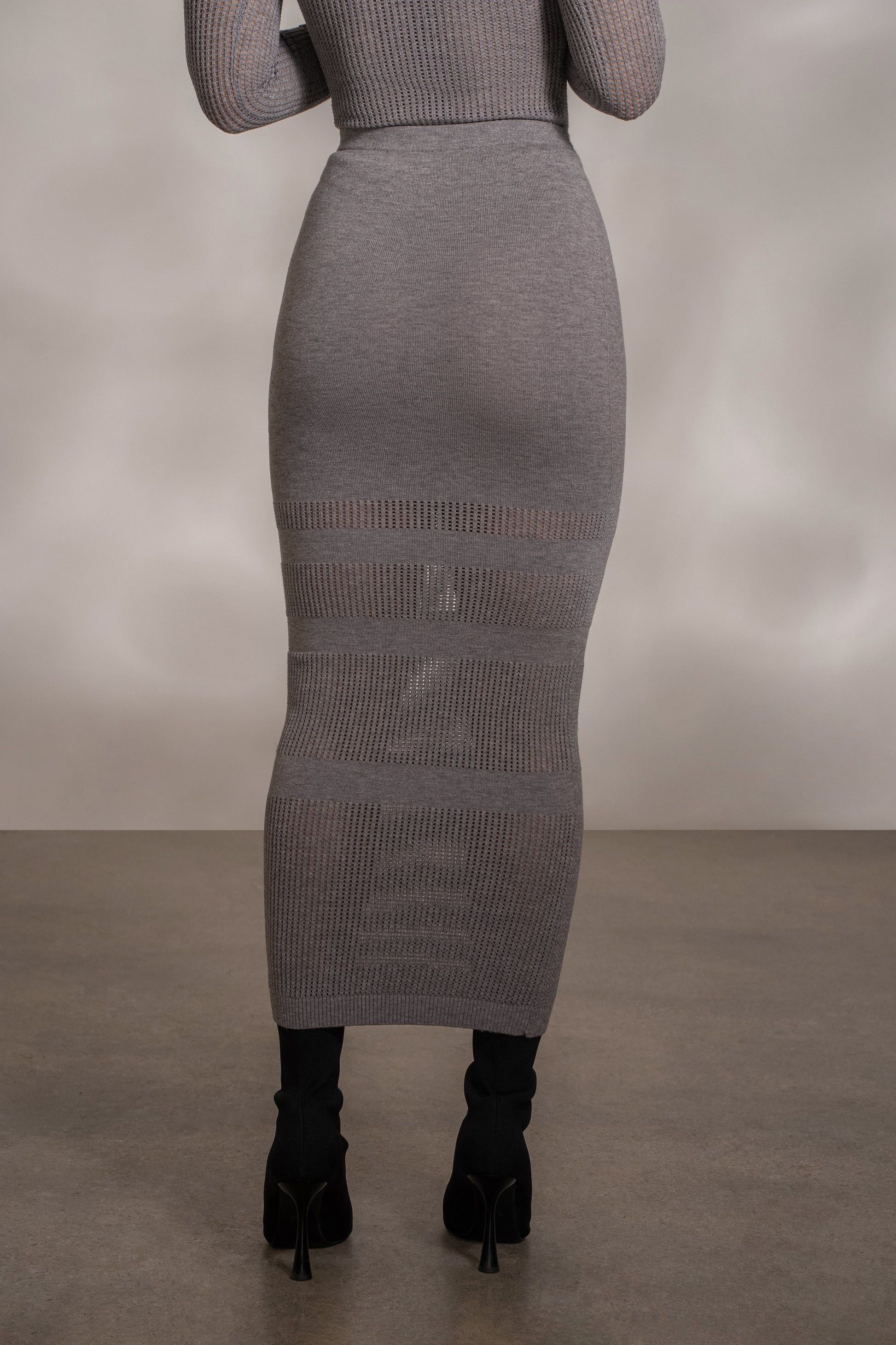 Grey Lina Knit Maxi Skirt JLUXLABEL