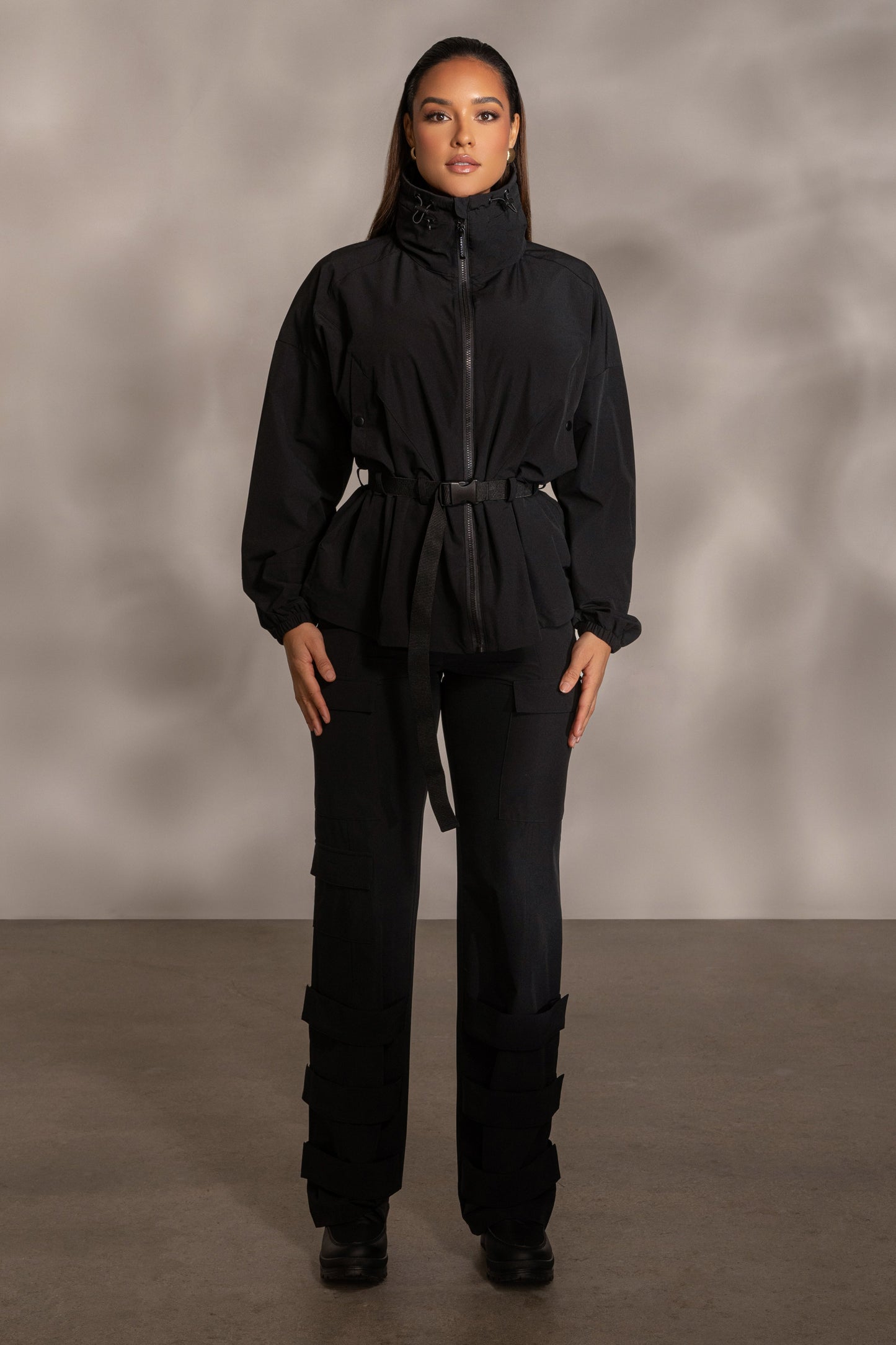 Black Willow Belted Jacket JLUXLABEL