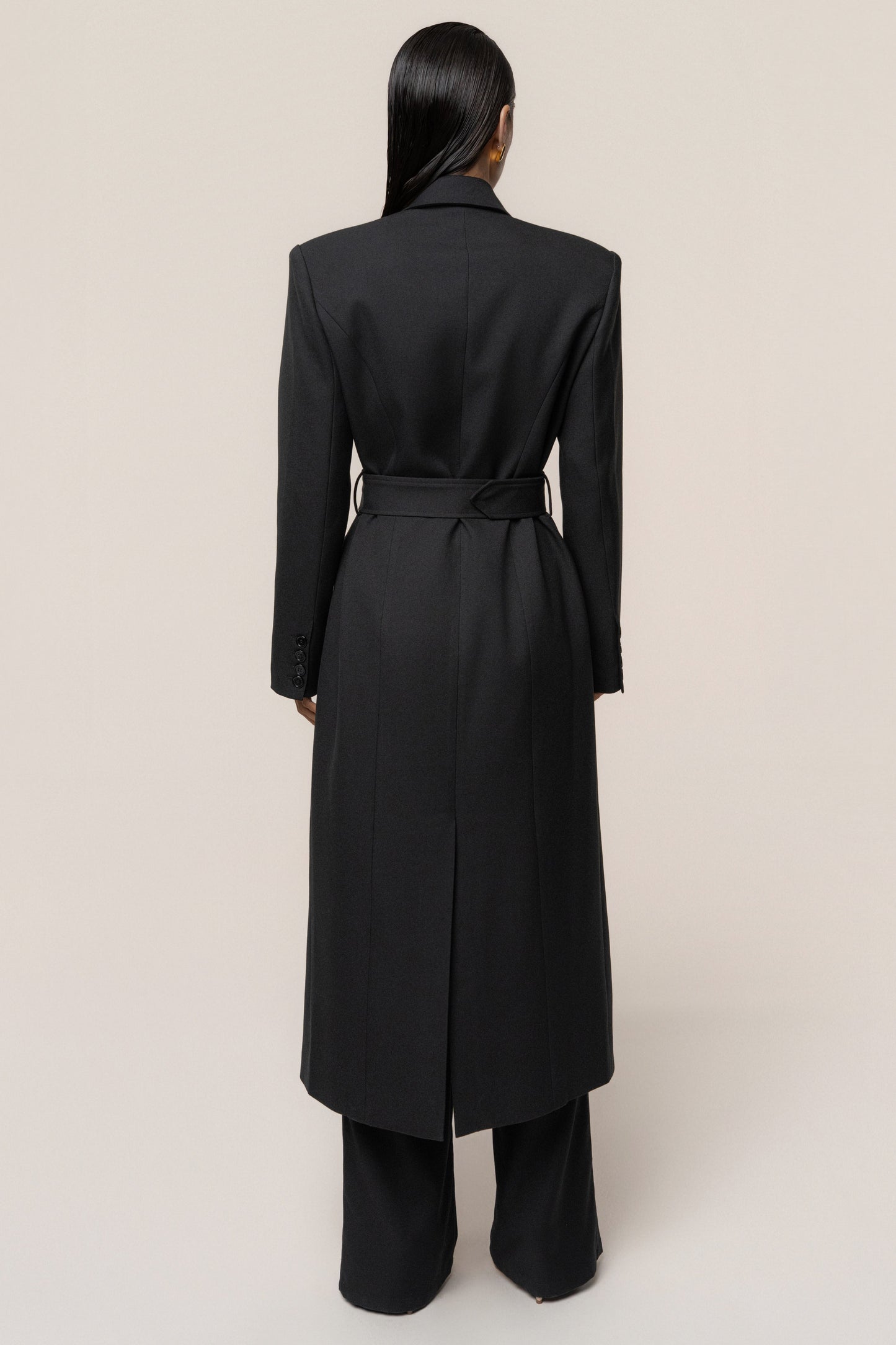 Black Longline Tailored Coat JLUXLABEL