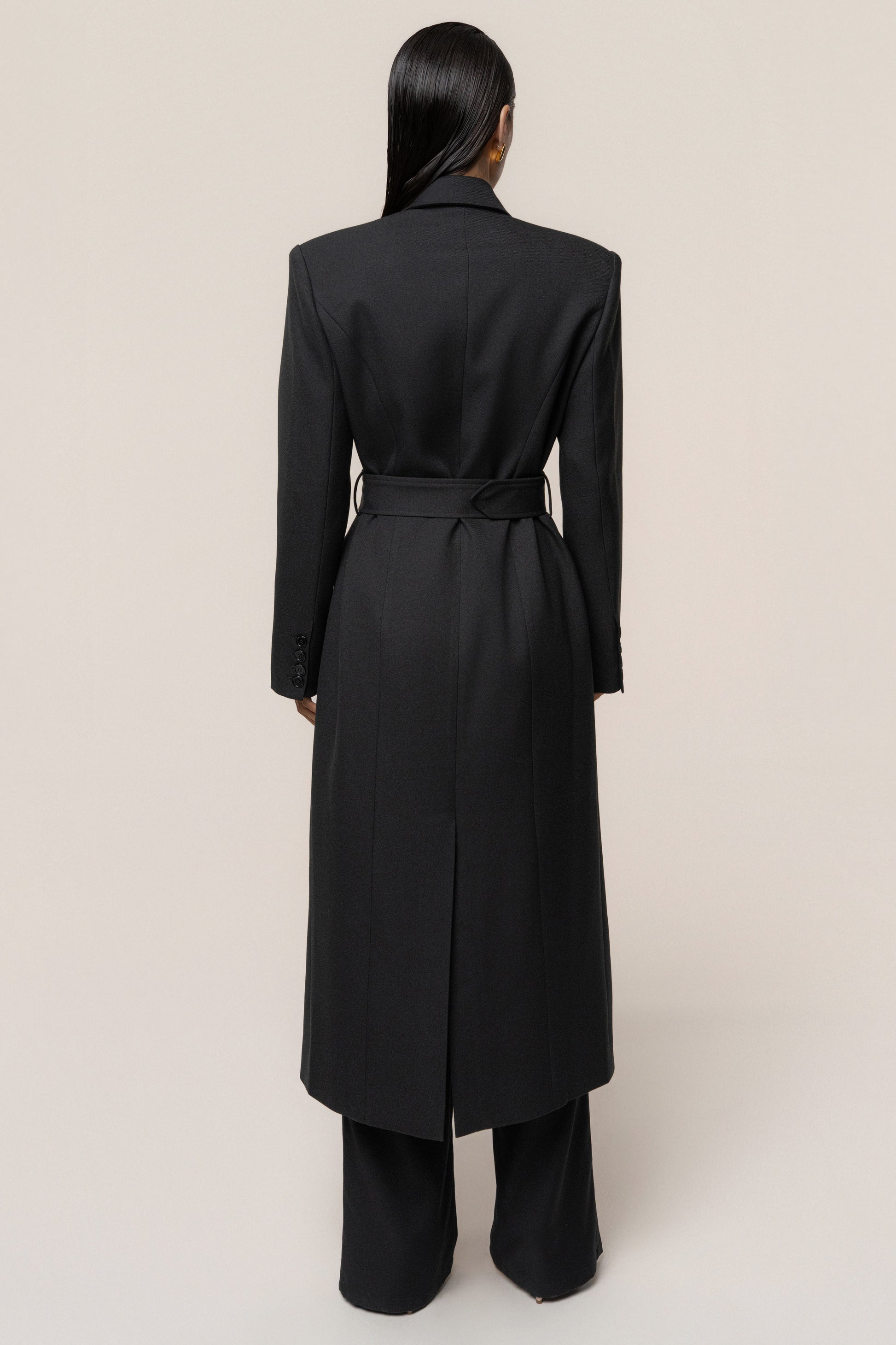Black Longline Tailored Coat JLUXLABEL