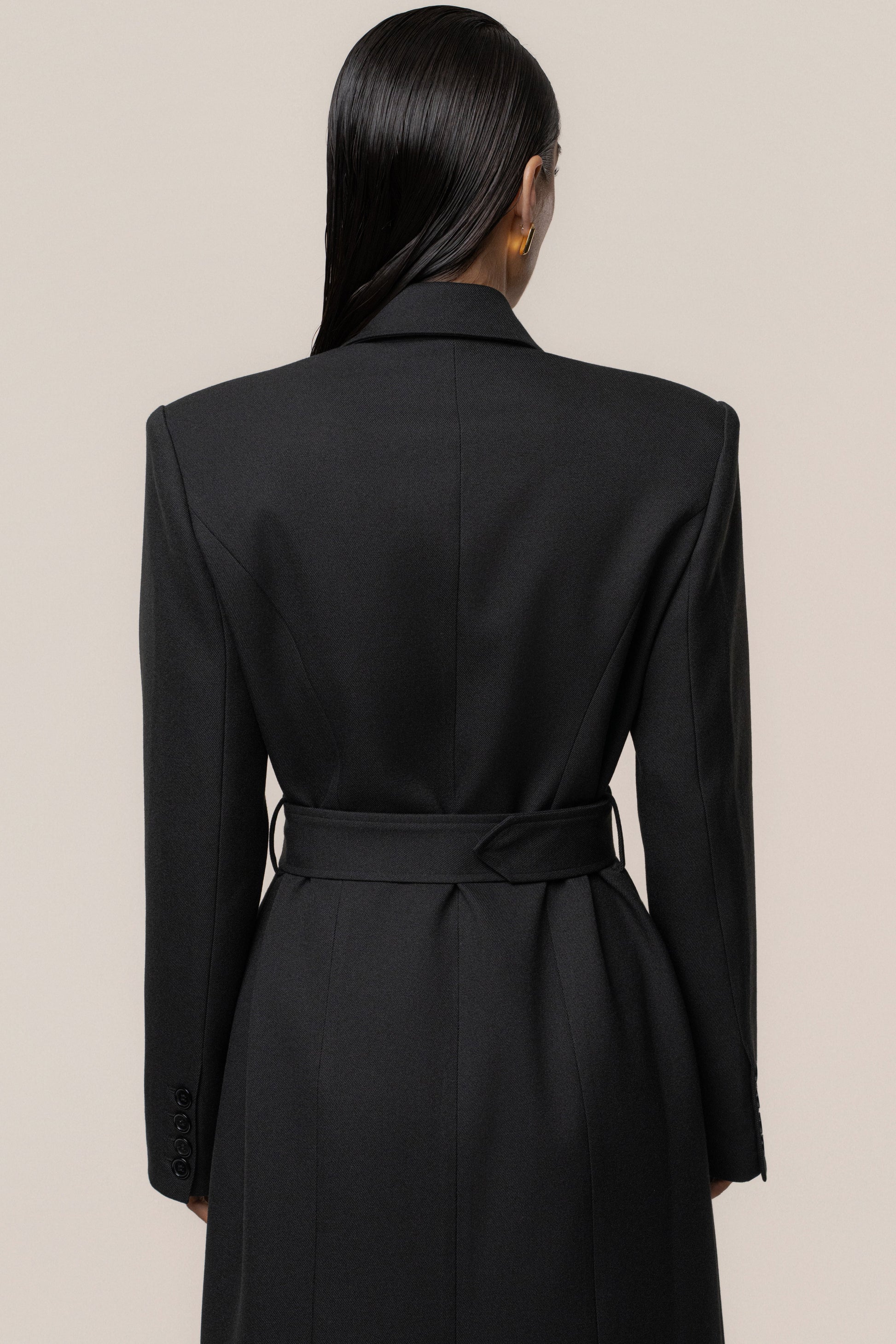Black Longline Tailored Coat JLUXLABEL