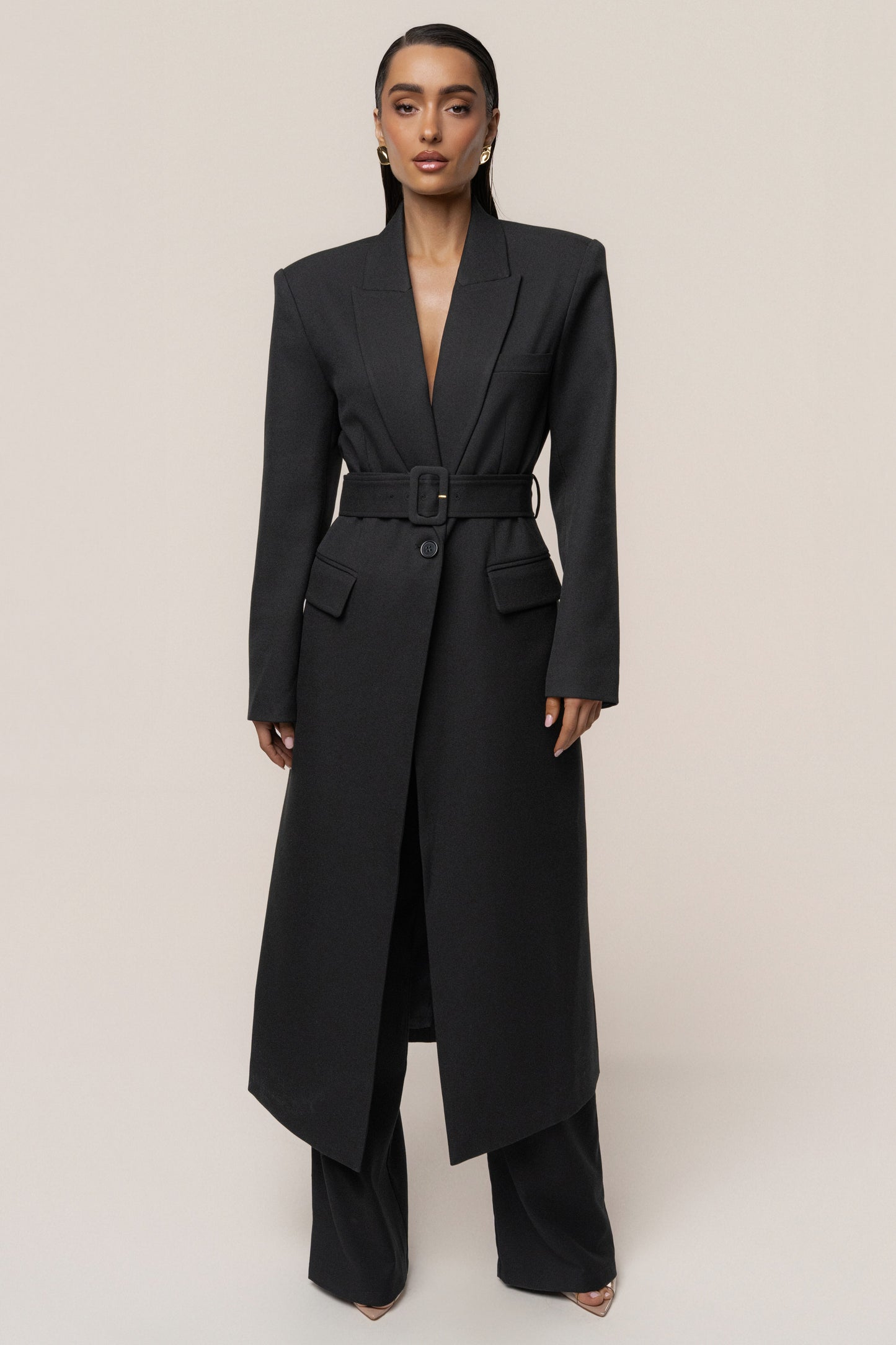 Black Longline Tailored Coat JLUXLABEL