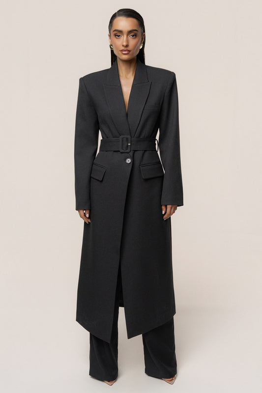 Black Longline Tailored Coat JLUXLABEL