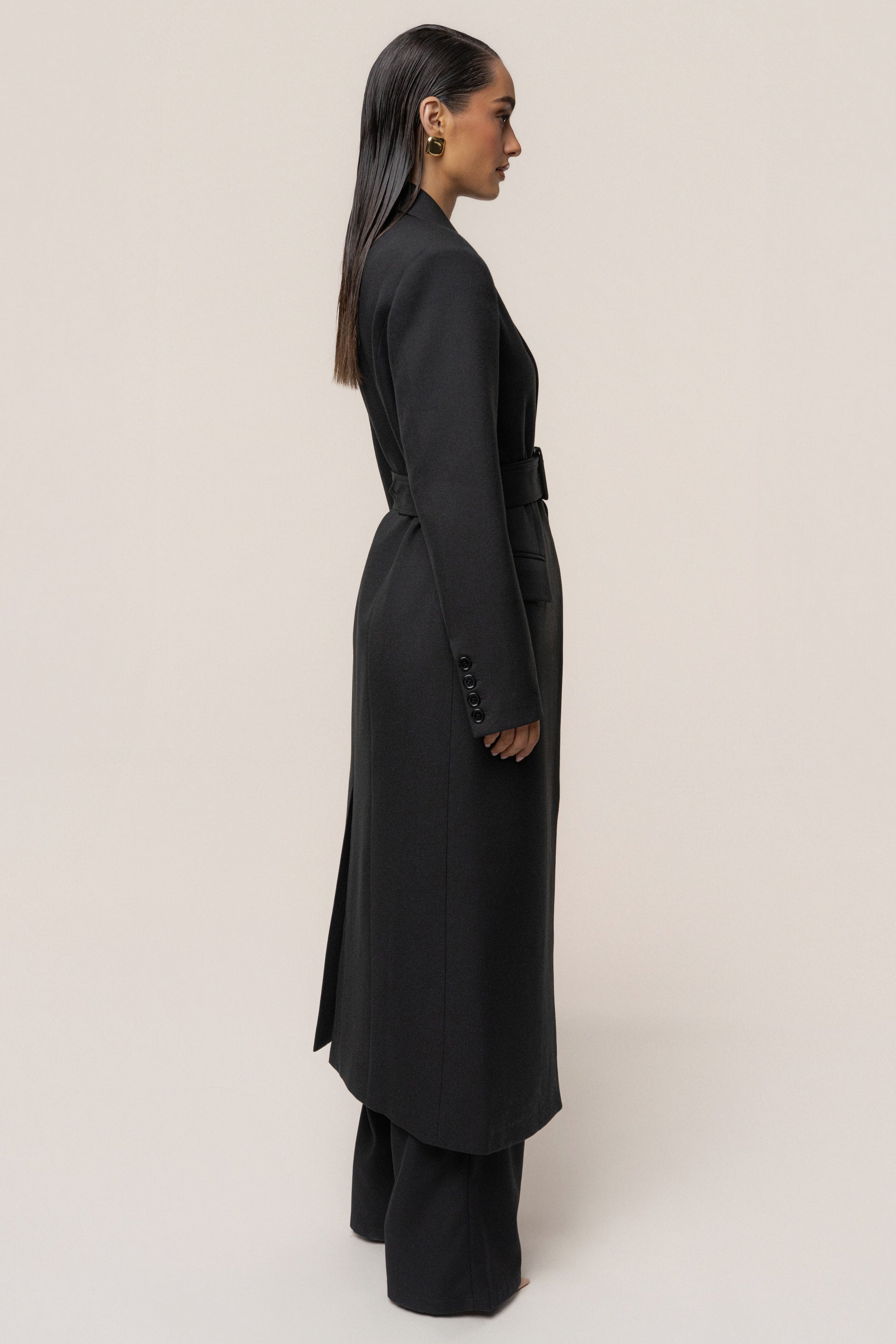 Black Longline Tailored Coat JLUXLABEL