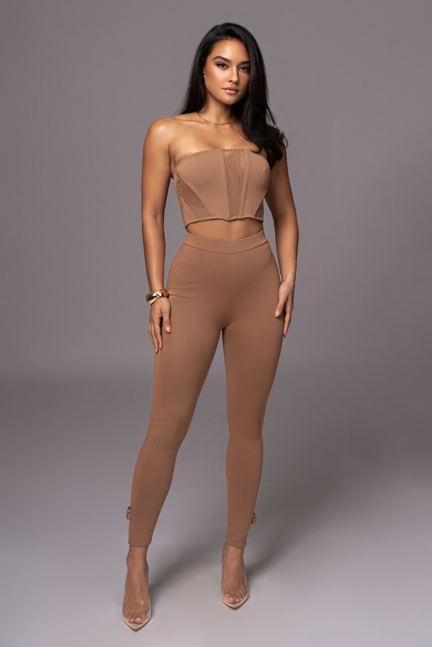 Pecan Freda Knit Bustier JLUXLABEL