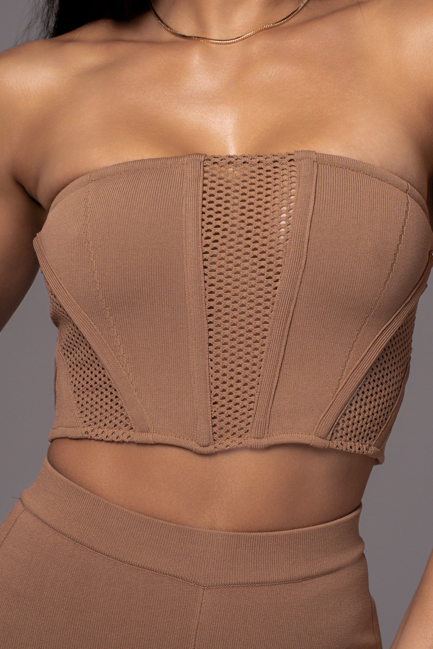 Pecan Freda Knit Bustier JLUXLABEL