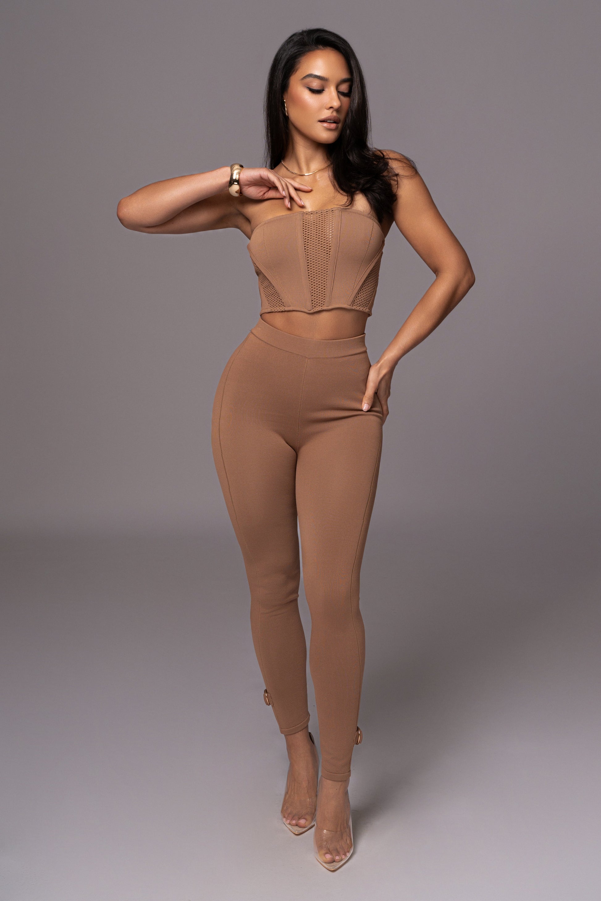 Pecan Freda Knit Bustier JLUXLABEL